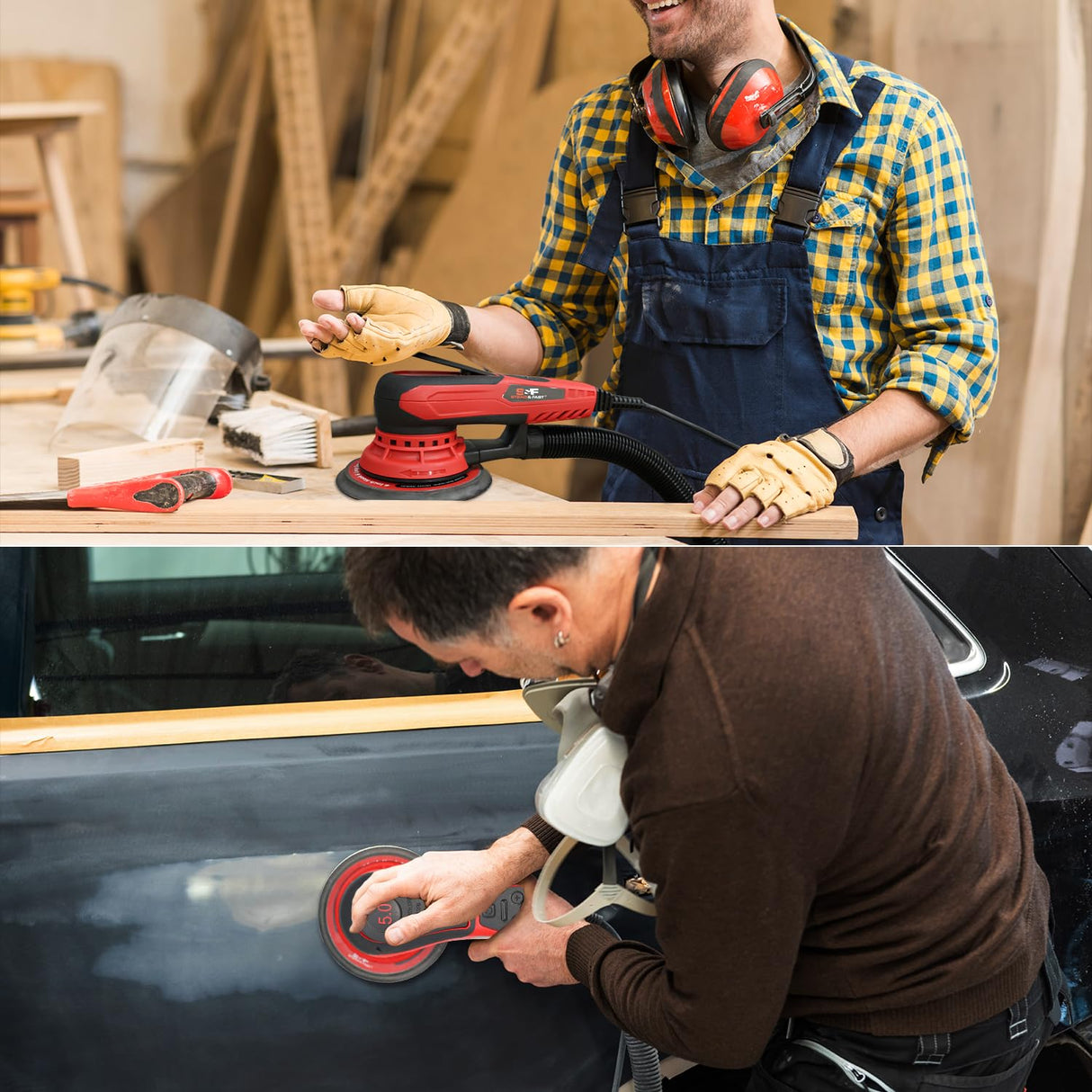 S&F STEAD & FAST Electric Random Orbital Sander with Vacuum Attachment 120V 350W, Professional-grade, with 5 inch 6 inch Backing Pads, Quiet, Powerful, Low Vibration, for Woodworking, Auto Body Repair S&F STEAD & FAST
