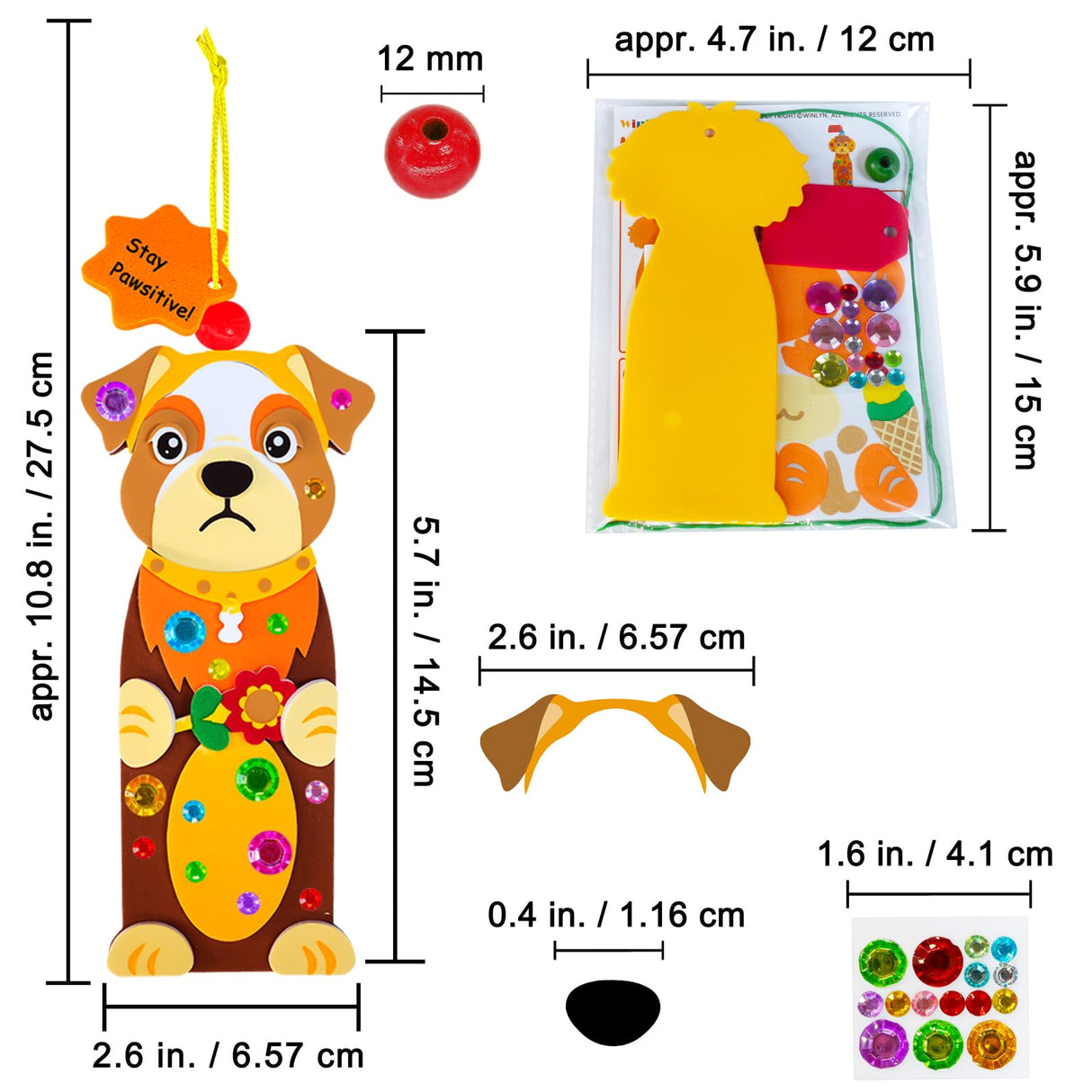 Winlyn 24 Sets Kids Crafts Kits DIY Dog Bookmark Ornaments Decorations Art Set Pet Arts Crafts Foam Stickers for Summer Camping Party Favors Reading Rewards Art Project Classroom Birthday Activities Winlyn