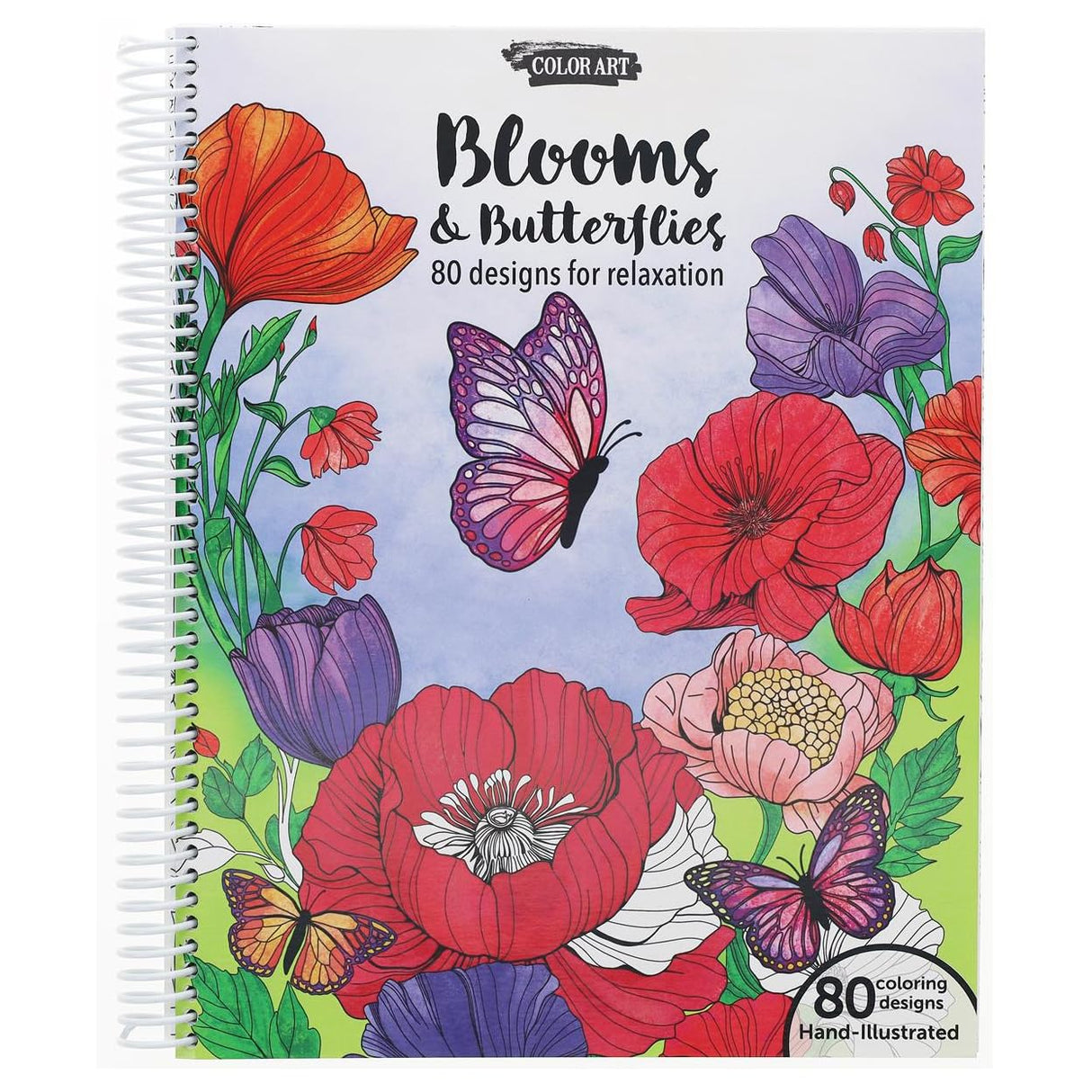 Leisure Arts Blooms & Butterflies Adult Coloring Book – Relaxation & Stress Relief with Intricate Floral, Butterfly Nature Designs, Premium Single-Sided Pages, 80 Sheets LEISURE ARTS
