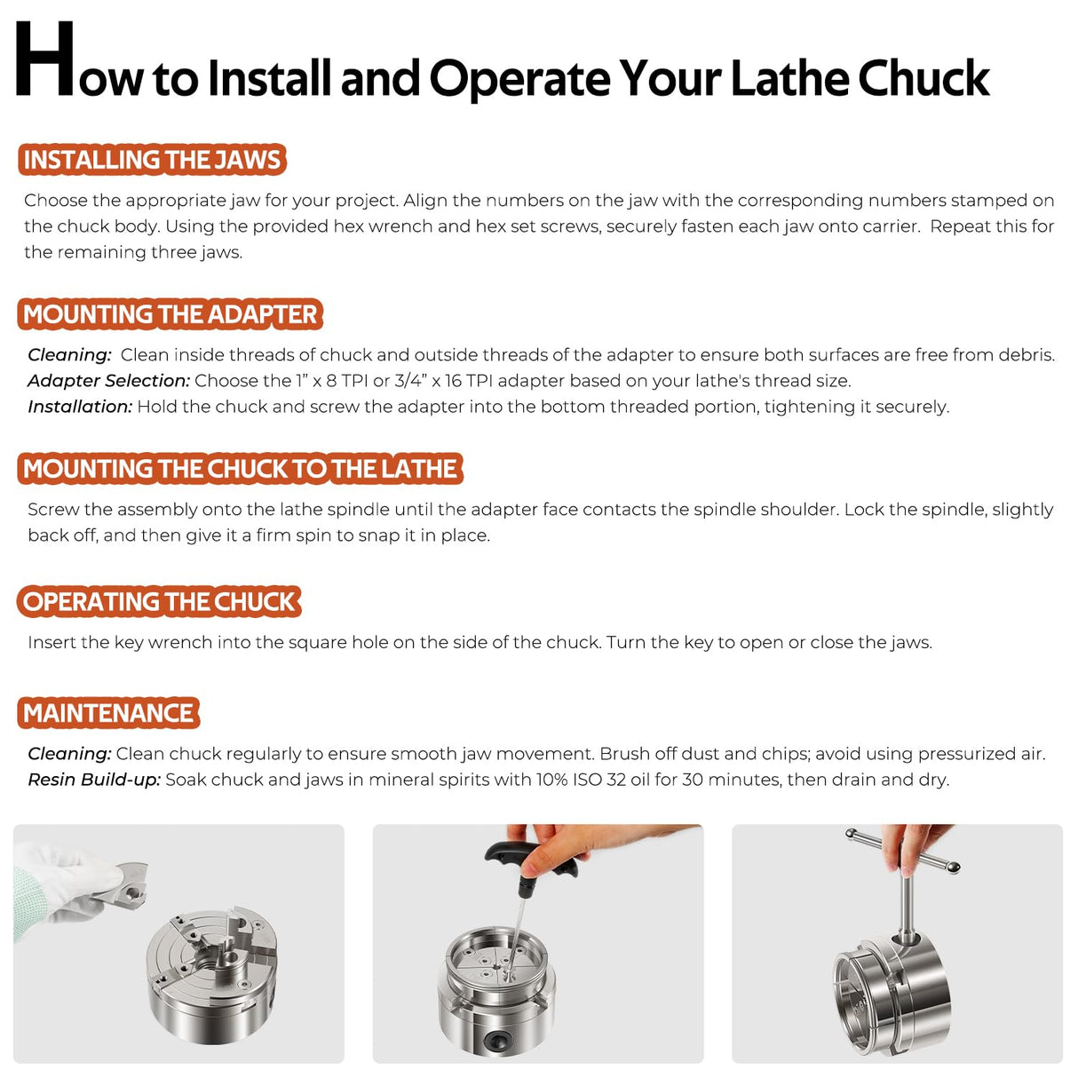 4-Inch Self-Centering Wood Lathe Chuck for Nova, 1" x 8 TPI Thread with 3/4" x 16 TPI Adapter, 4-Jaw Wood Turning Chuck Set Bzcovac