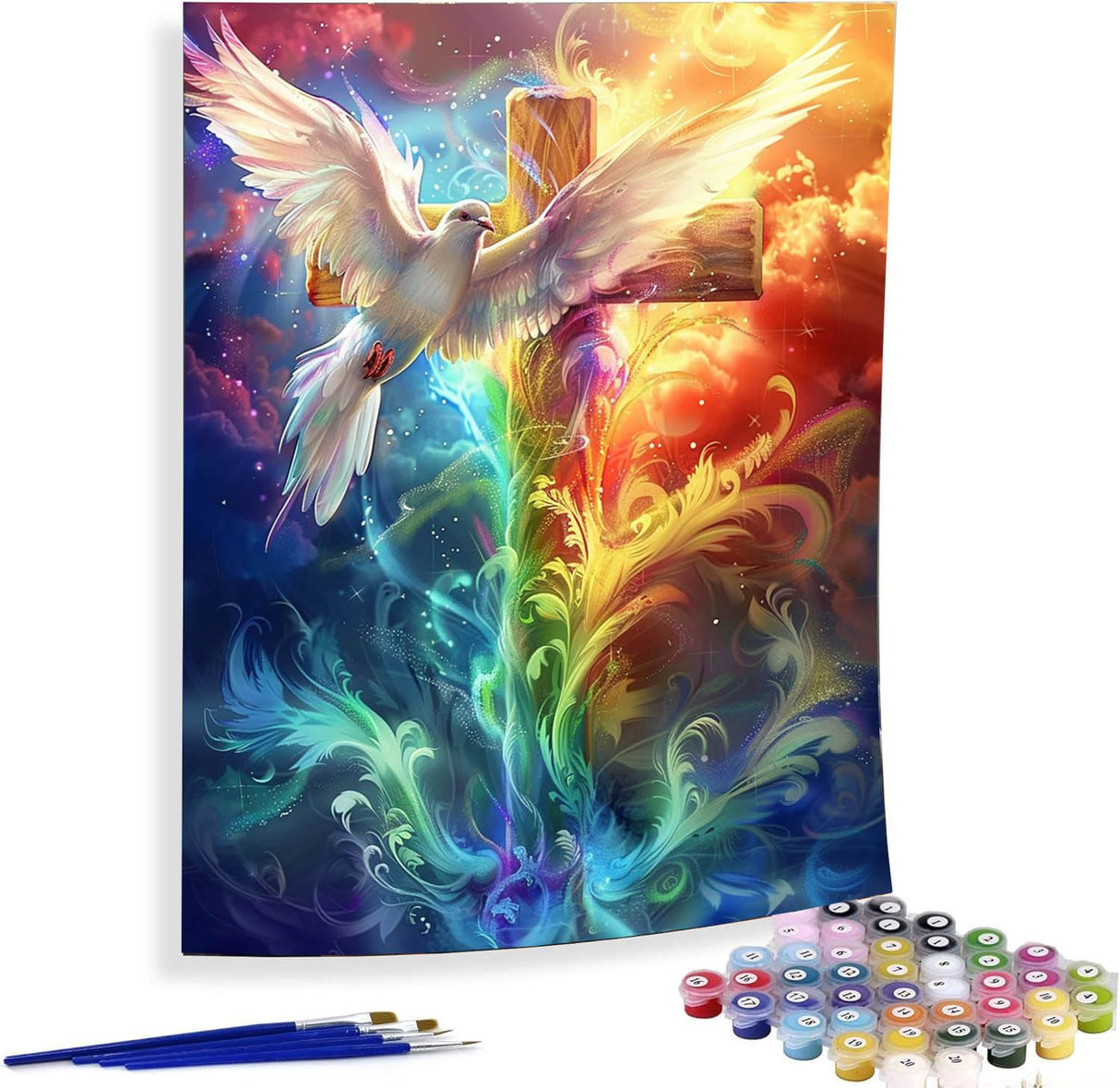 Diymood Paint by Numbers for Adults Cross, DIY Oil Painting Christ Acrylic Paint by Number Kits for Kids Adults Beginner for Home Wall Decor 16x20 inch Diymood