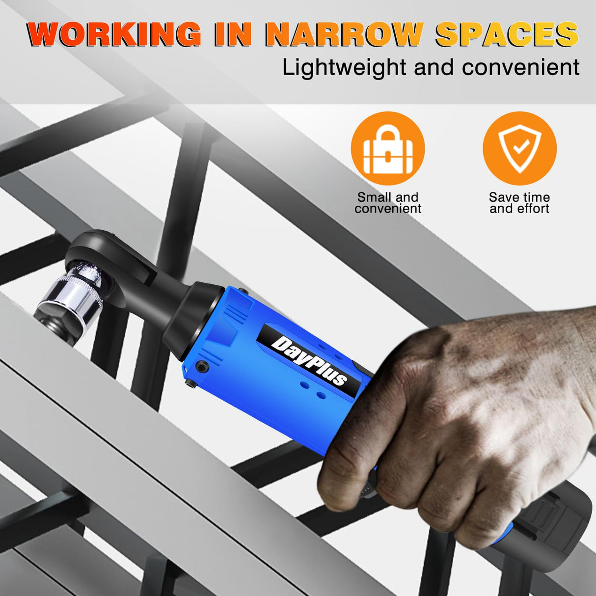 Qimu Cordless Electric Ratchet Wrench Set, 3/8" 12V Power Ratchet Driver Cordless Power Ratchet Tool Kit with 2 Packs 1500mAh Lithium-Ion Battery, 7 sockets and Charger, LED Light Qimu