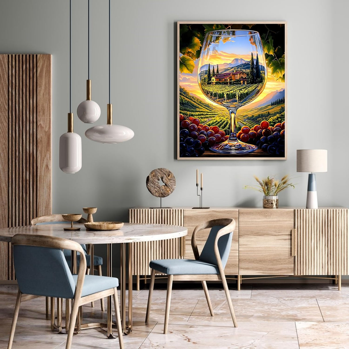 CHWGLFGG 5D Diamond Art Kits for Adults Beginners, Landscape Wine in Glass Diamond Painting Kits, DIY Full Round Drill Paint by Diamonds Dot Gem Art for Adults, Home Wall Decor 12x16 Inch CHWGLFGG