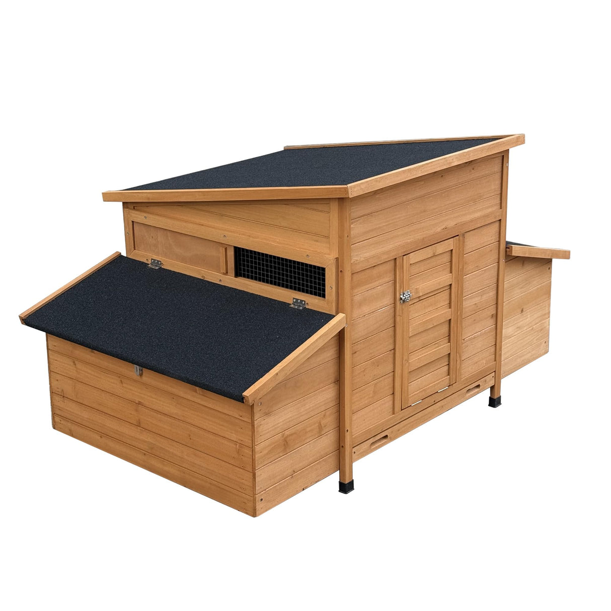 RUNVA Chicken Coop, Large Wooden Chicken Hutch with 6 Nesting Boxes, Outdoor Hen House,Small Animal Cages, Duck Houses RUNVA