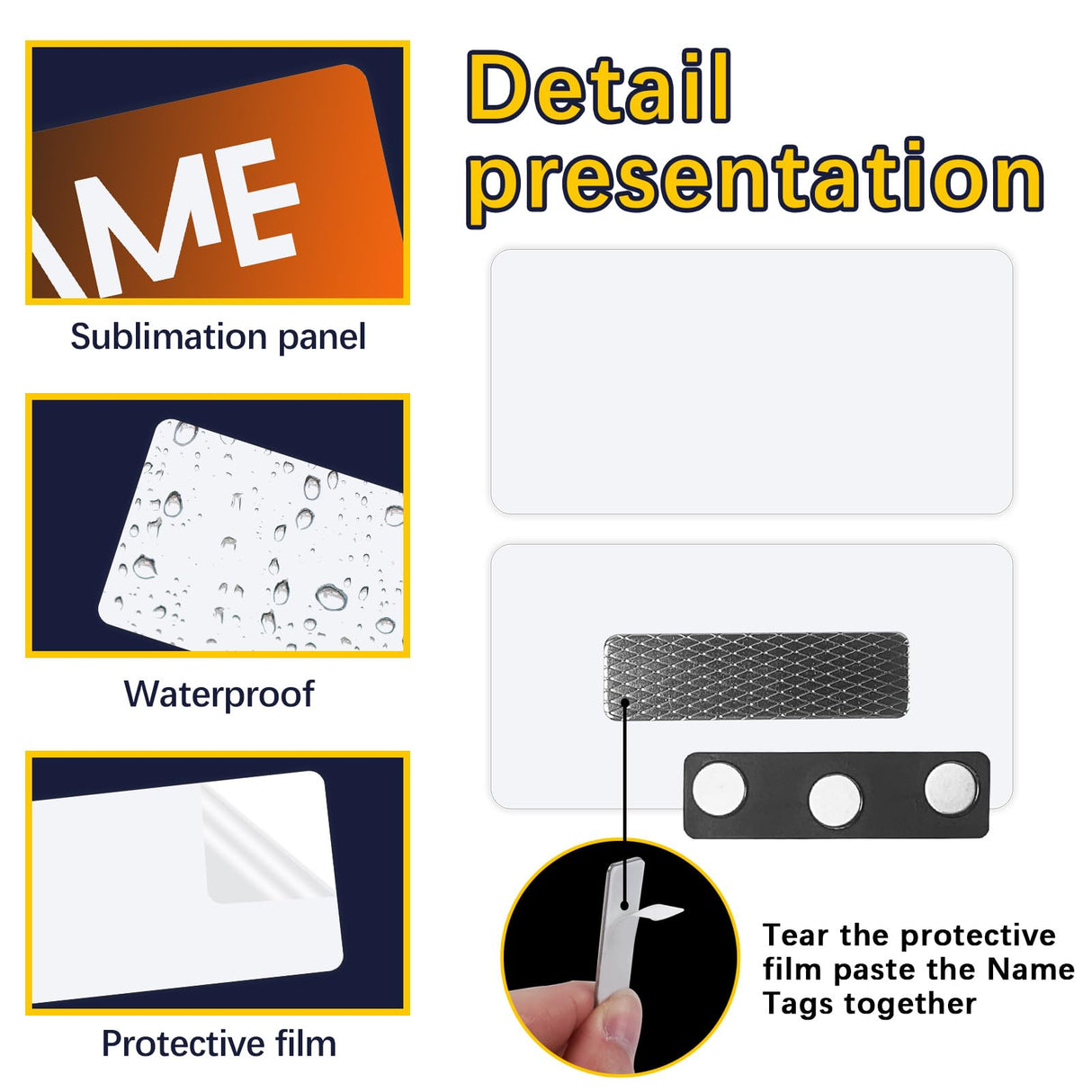 25 pcs Sublimation Name Tags,1.5 x 3 Inch Metallic Aluminium Sublimation Name tag Blank Magnetic Name Tags,Sublimation Name Badge Blanks Reusable Name Tags LIZOIDZSM