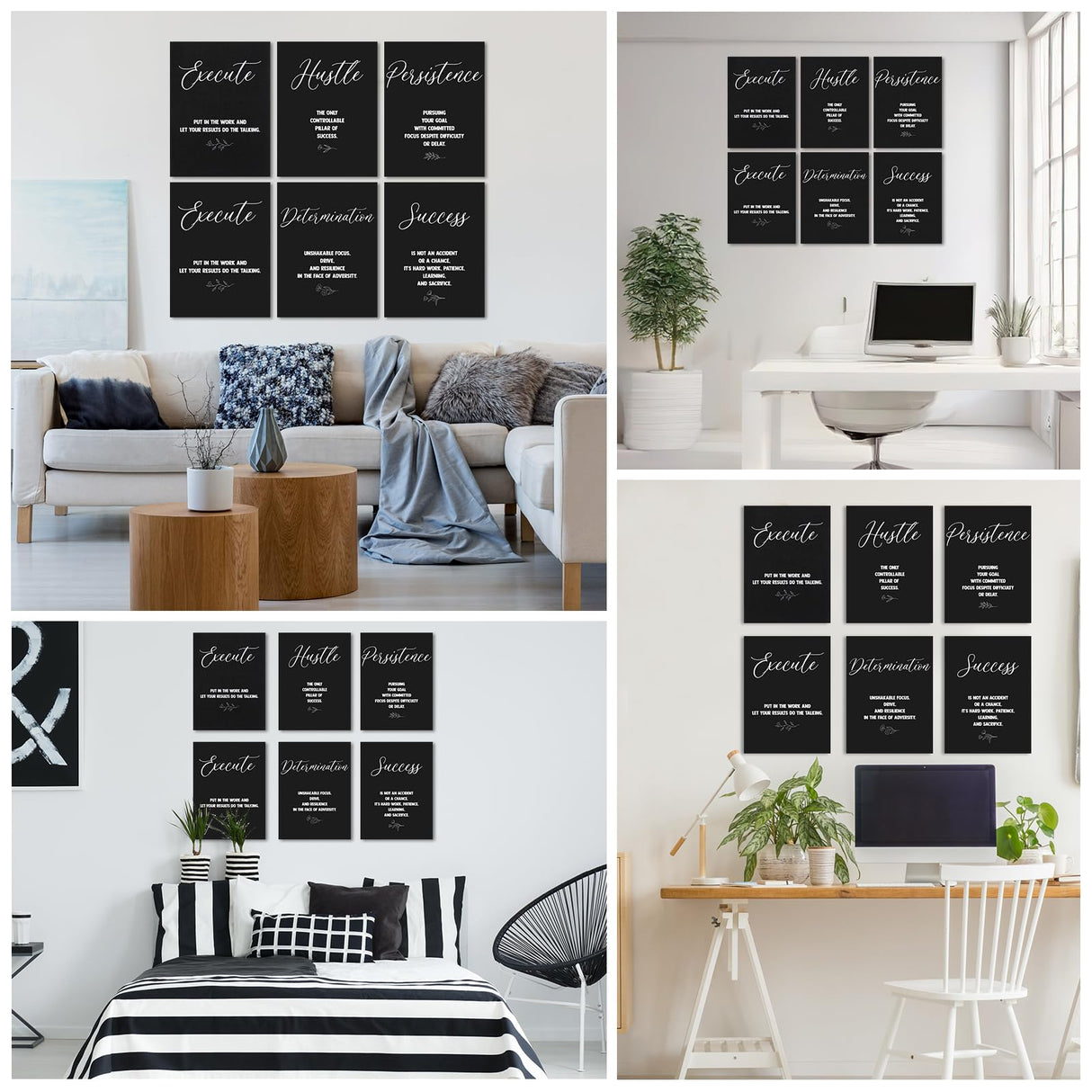 Coume 6 Pack Art Acoustic Panels 12" x 16" Inspirational Self Adhesive Soundproof Wall Panels Motivational Decorative Sound Absorbing Panels Studio Acoustic Treatment Home Decorations(Classic Style) Coume