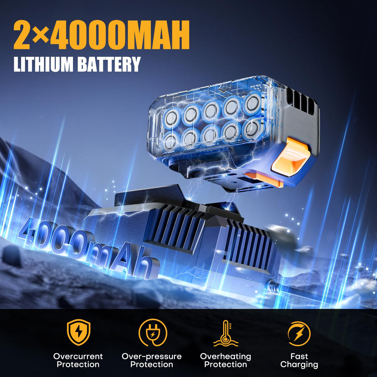 Takuoo Cordless 1/2 inch Brushless Impact Wrench, Max Torque (1000N.m) 740Ft-lbs Electric Impact Gun w/2x 4000mAh Battery, Charger & 6 Sockets, Power Impact Driver for Car Home Takuoo