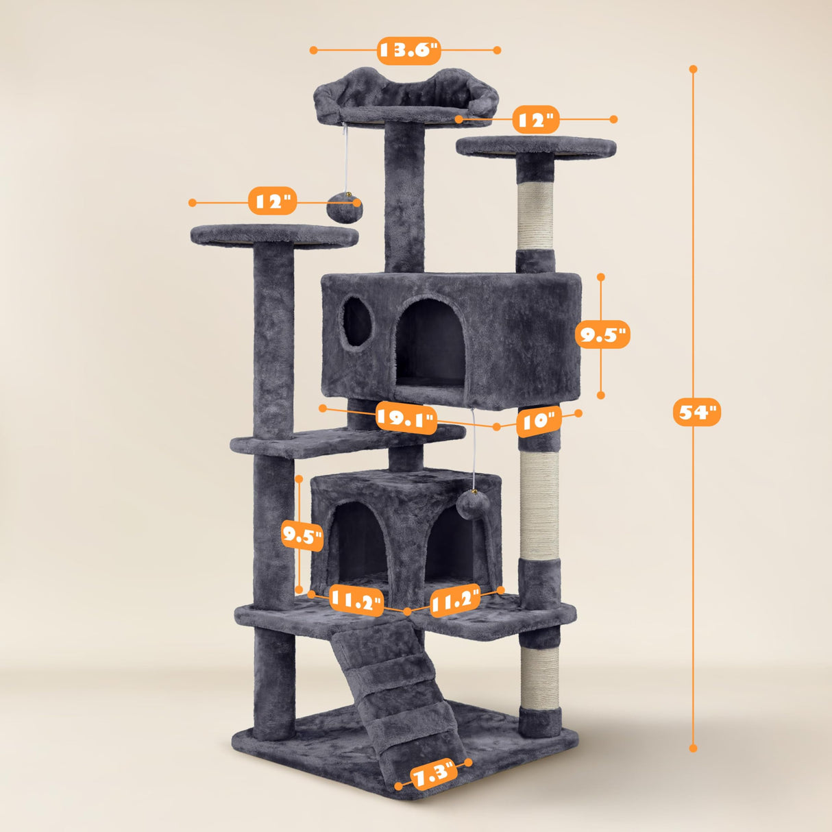 Yaheetech 54in Cat Tree Tower Condo Furniture Scratch Post for Kittens Pet House Play Yaheetech