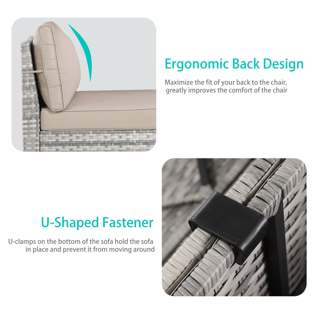 Muphyers 13-Piece Outdoor Patio Furniture Set with 55,000 BTU Fire Pit Table, PE Wicker Rattan Sectional Sofa Patio Conversation Set with Thickened Cushions & Coffee Table, Beige Muphyers