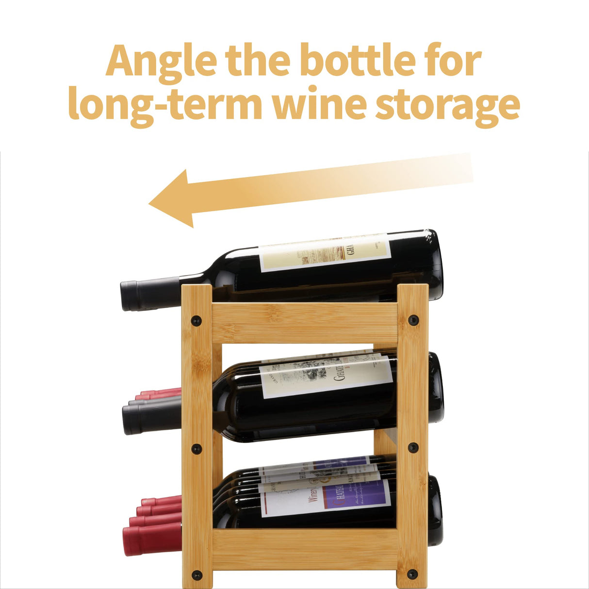 VASMIA Bamboo Wine Rack, Sturdy and Durable Wine Storage Cabinet Shelf, Wine Racks Countertop for Pantry,Kitchen,3-Tier 12 Bottles Wine Rack Natural VASMIA