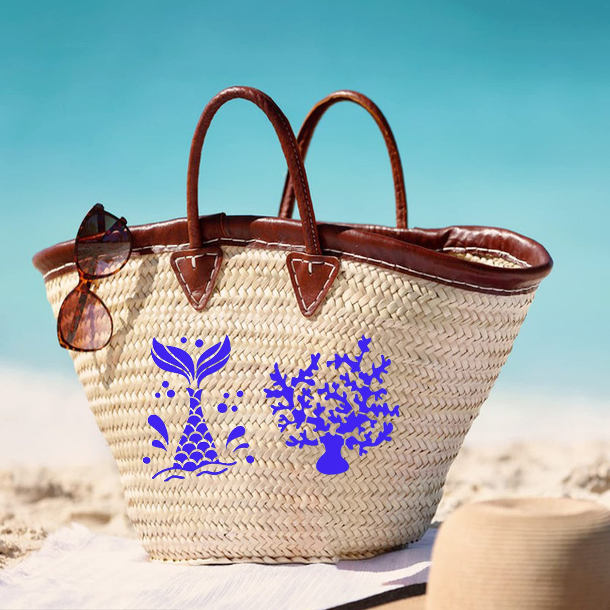 DZXCYZ 80 Pcs 3 x 3 Inch Stencils for Painting on Wood, Reusable Sea Ocean Creatures Mermaid Dolphin Shark Plastic Stencils DIY Craft Paint Template Set for Wall Home Decor DZXCYZ