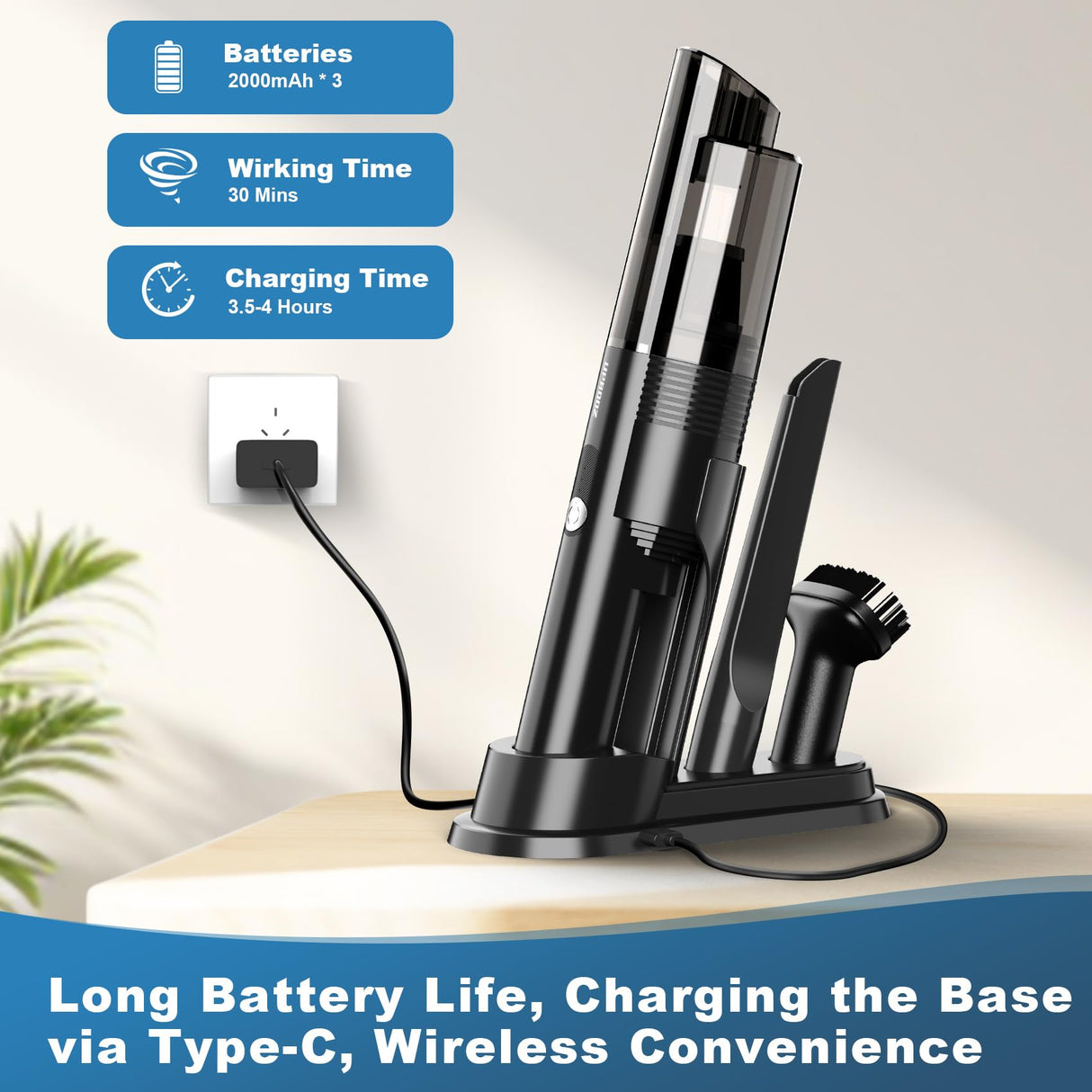 Handheld Vacuum Cordless, Portable Car Vacuum with 2-Speed, 10KPA Powerful Suction Vacuum Cleaner with Charging Dock, Lightweight 4-in-1 Mini Hand Held Vacuum for Car Home Pet Office and Pet Hair Upbooz