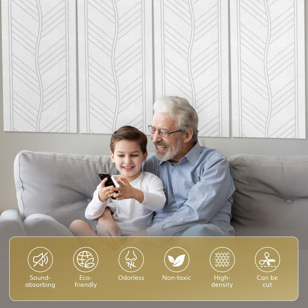 TONOR 4 PCS Acoustic Panels, 48″ x 24″ x 0.35″ Leaf Pattern Soundproof Wall Panels, Full Self-Adhesive, Sound Absorbing Panels for Noise and Echo Reduction, Acoustic Treatment for Studio, Home, White TONOR