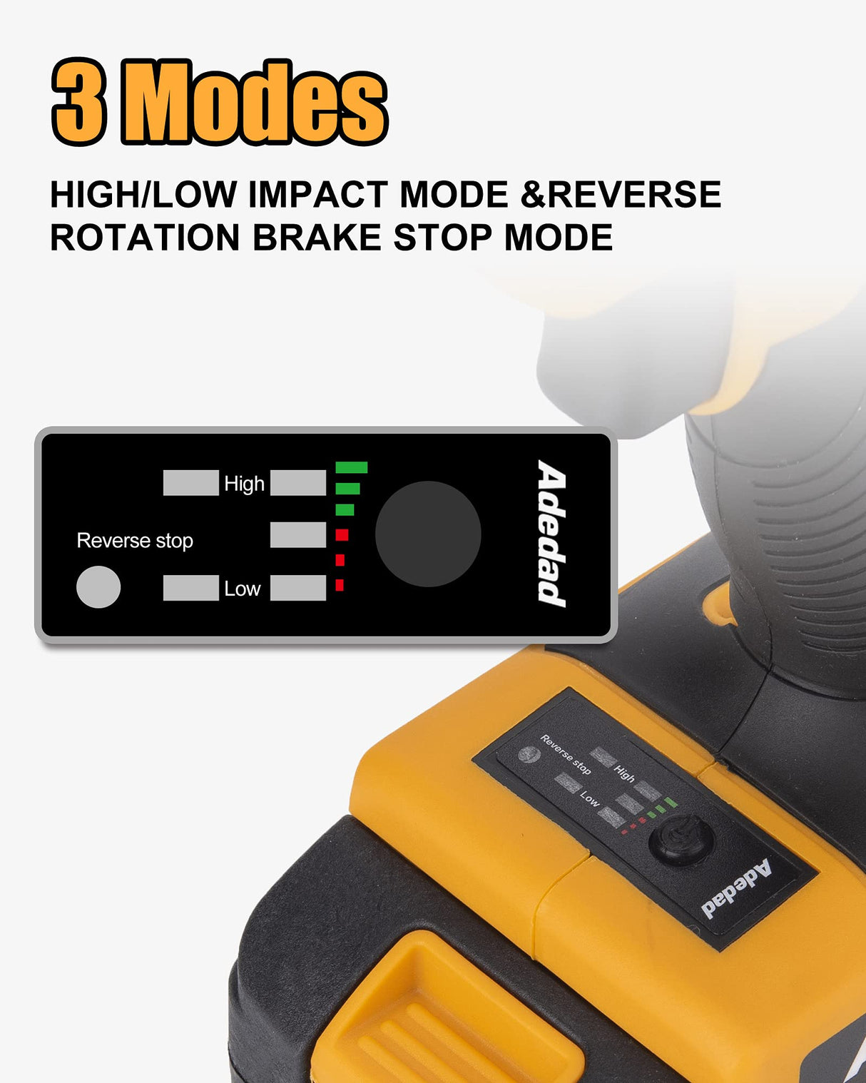 Adedad Brushelss Power Impact Wrench Set 1/2 inch 3000RPM Cordless Impact Gun with Battery and Fast Charger Lightweight 20V Impact Driver for Car,Home,DIY Adedad