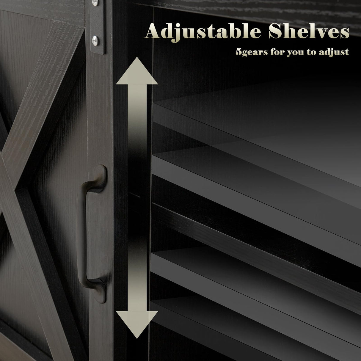 GAZHOME Farmhouse TV Stand with Sliding Barn Doors, Media Entertainment Center Console Table for TVs up to 65”,Rustic TV Stand for Living Room Bedroom(Black) GAZHOME