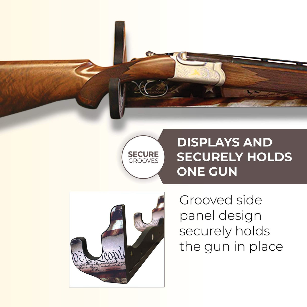 Rush Creek Creations Wall-Mount Single Gun Storage Display Rack for Rifles and Shotguns, Indoor 1-Gun Display Rack, Durable Americana Finish Rush Creek Creations