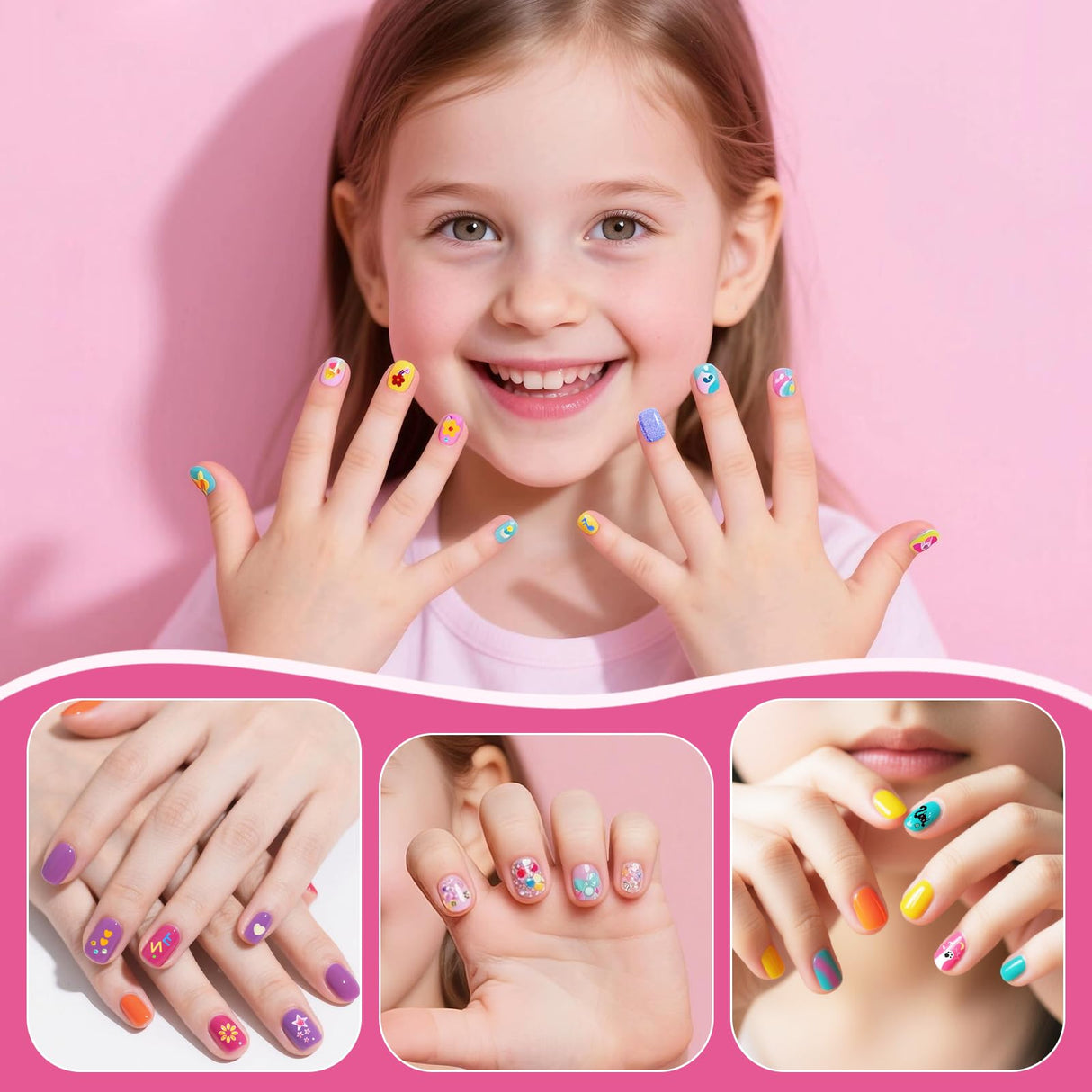 Tudaymol Nail Polish Set for Kids - Water-Based Peelable Polish-8 Colors with Glitter, Gems, Stickers, Pens, Tools, DIY Nail Art Kit, Non-Toxic Girl Toys Birthday Gift for Girls Ages 6 7 8 9 10 11 12 Tudaymol