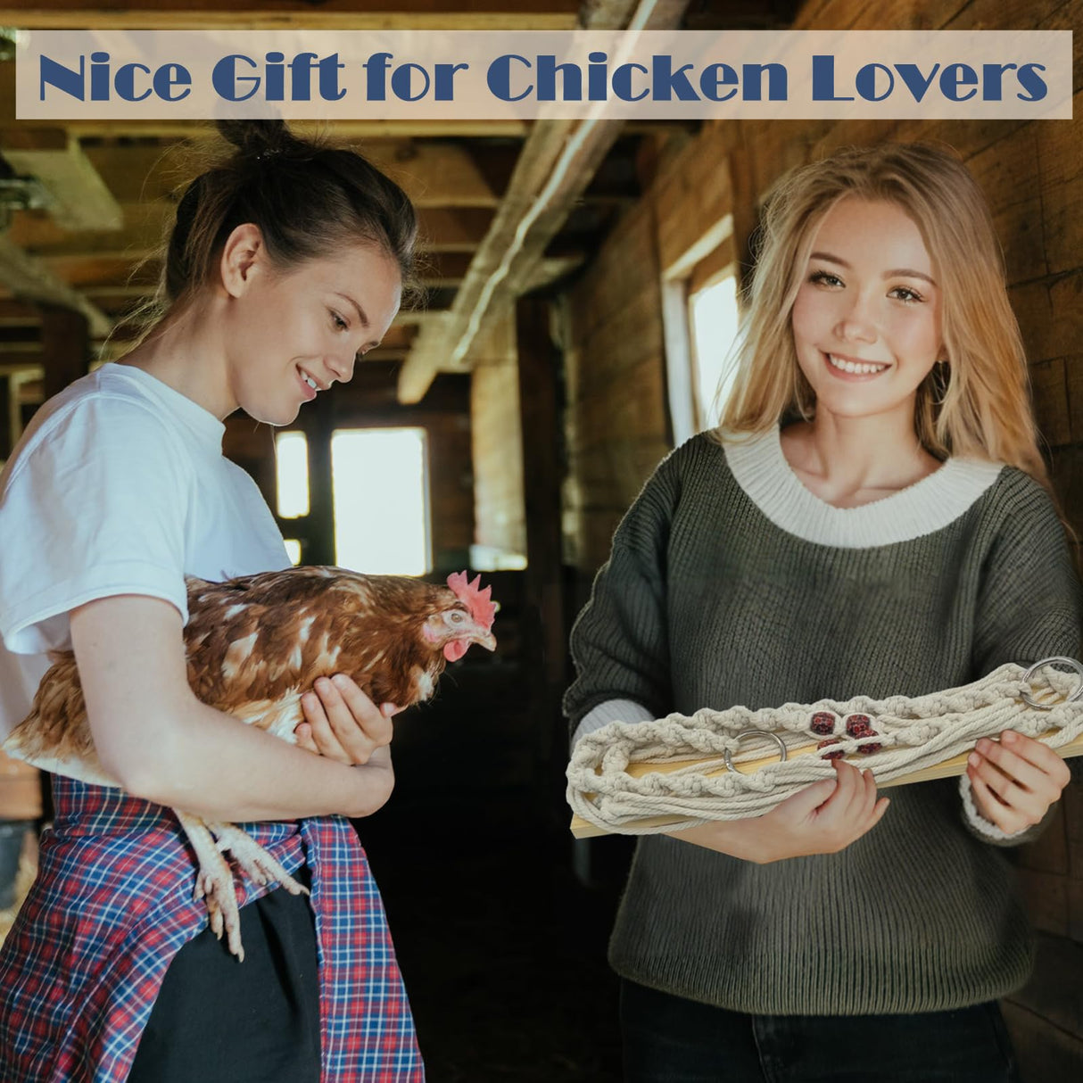 HahaMagic Chicken Swing Toy for Large Chicken Coop, Chicken Enrichment Toy for Hens and Roosters, Natural Wooden Handmade Chicken Coop Accessories, Ideal Gift for Chicken Owners and Chicken Lovers HahaMagic