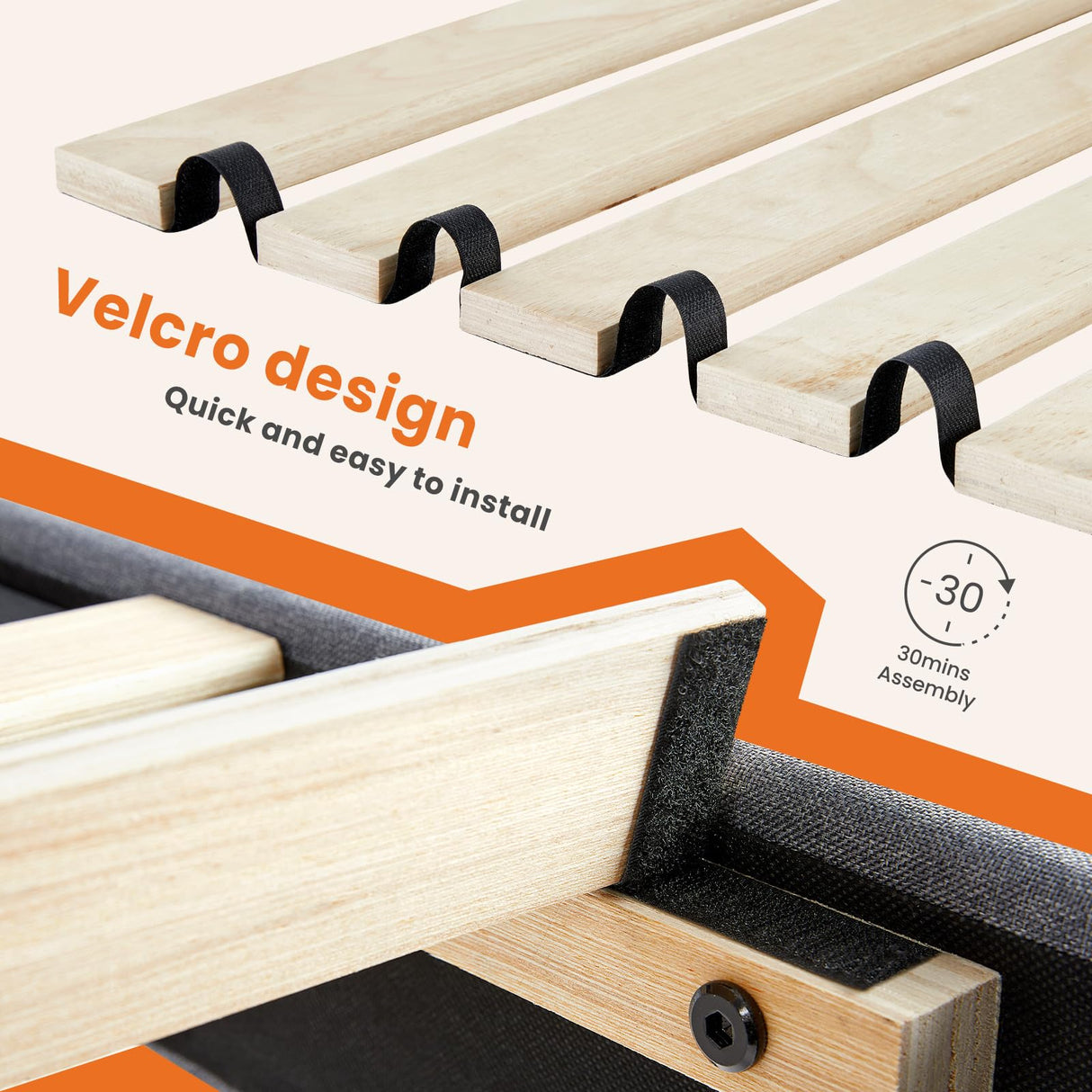 Sweetcrispy King Size Bed Frame - Fabric Upholstered Platform Bed with Headboard, 800LBS Sturdy Wooden Slats Support, No Box Spring Needed, Noise Free, Easy Assembly, Grey Sweetcrispy