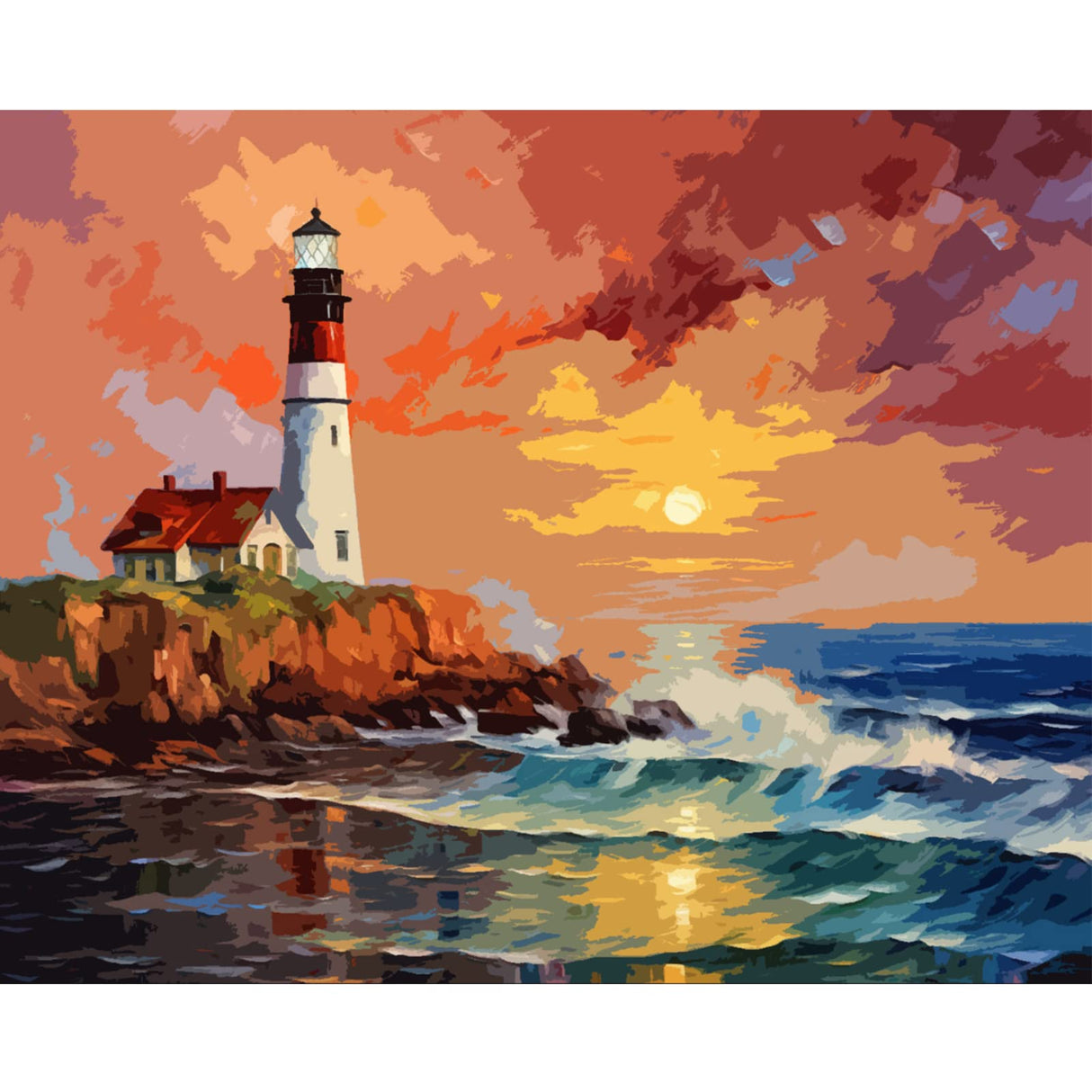 Tucocoo Lighthouse Seascape Paint by Number for Adults,DIY Digital Oil Painting Kits on Canvas with Brushes and Acrylic Pigment Portland Headlight Landscape Picture for Home Decor 16x20inch Frameless Tucocoo