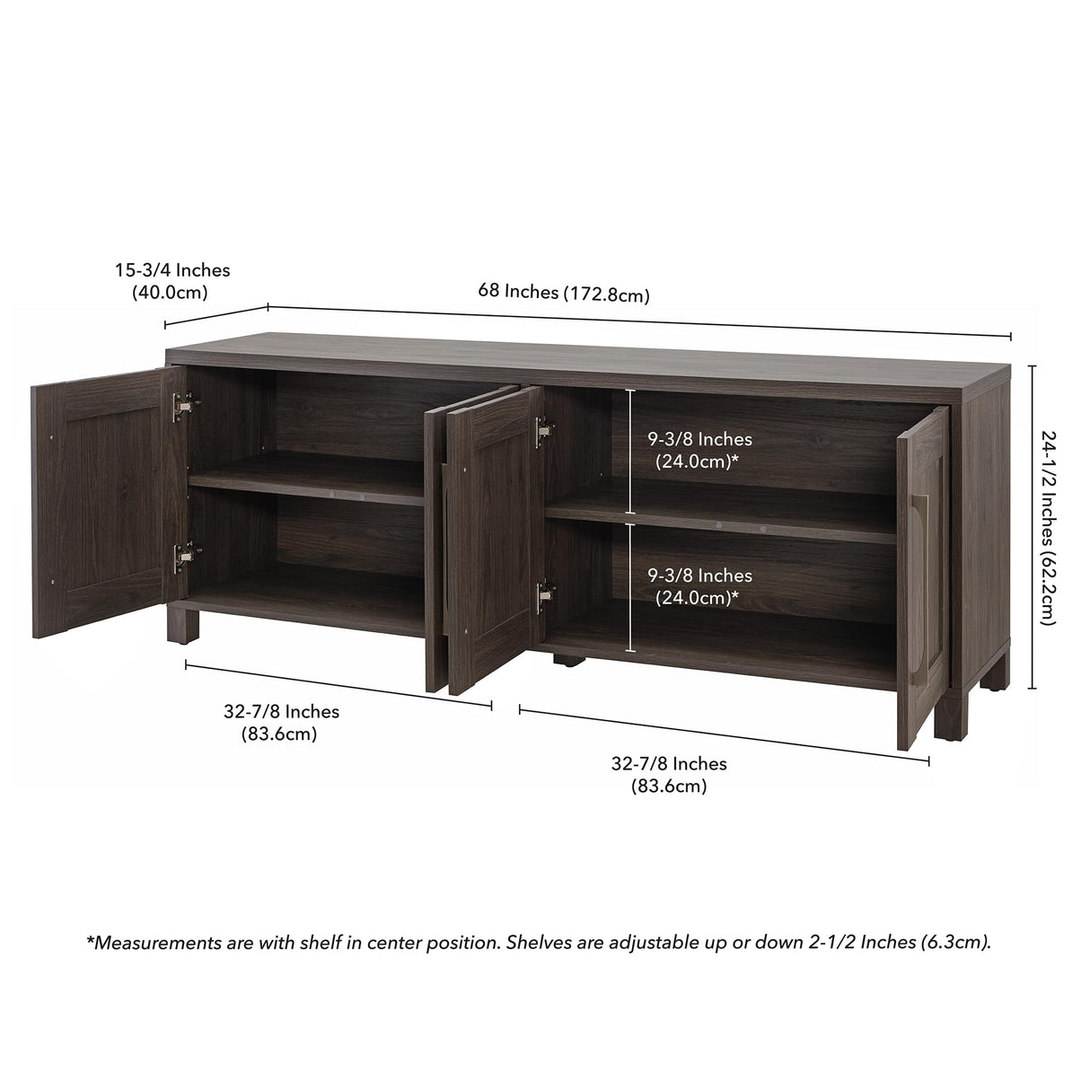 Henn&Hart Rectangular TV Stand for TV's up to 80" in Alder Brown, TV Stands for the Living Room Henn&Hart