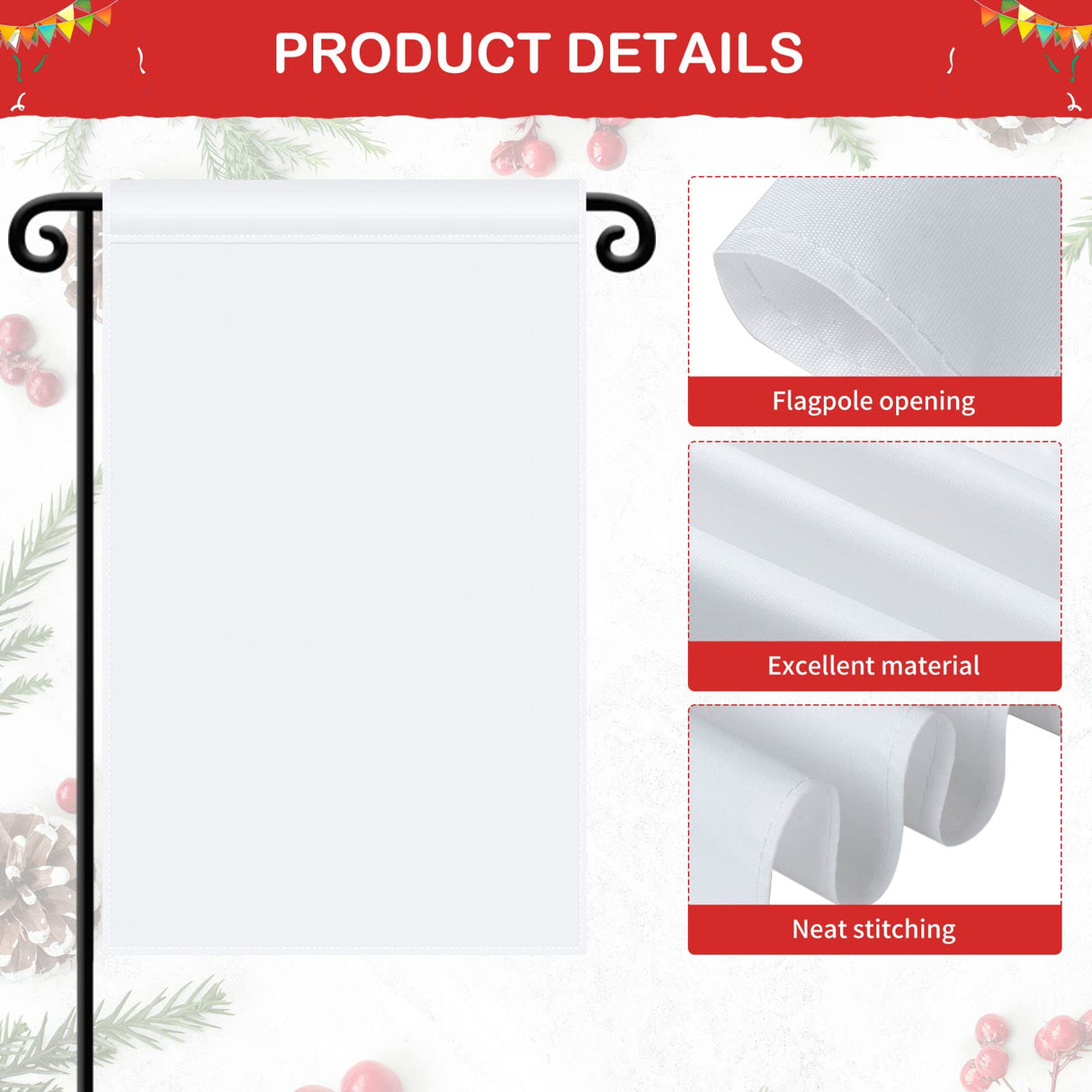 Shimeyao 54 pcs Blank Sublimation Flags DIY Lawn Garden Flags Blank Heat Transfer Banner 11.8 x 17.7 Inches Sublimation Polyester Lawn Flag for Christmas Halloween Thanksgiving Festival Indoor Outdoor Shimeyao