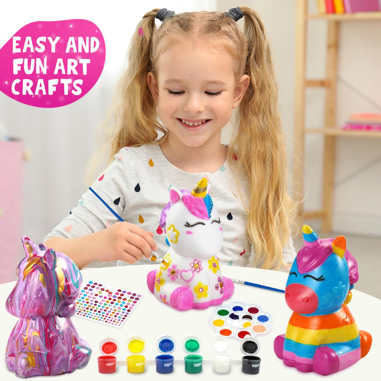 DoodleDoo Paint Your Own Unicorn Lamp Kit - DIY Night Light, Arts and Crafts Painting Kits for Kids Ages 4-8, Art Supplies Creative Crafts Toy Birthday Gift for Boys Girls Ages 4 5 6 7 8 9 10 11 12 DoodleDoo