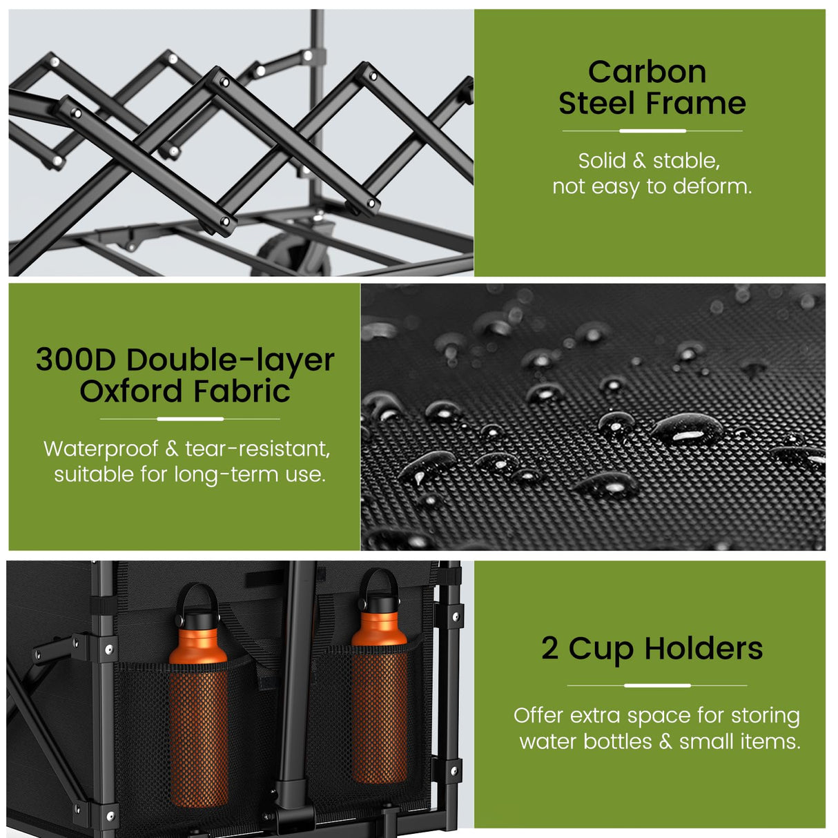 Collapsible Wagon with Wheels, 220 lbs Wagons Carts Foldable Wagon Cart with Flexible Handle, Lightweight Portable Folding Utility Grocery Shopping Cart for Grocery Sports Garden Camping Blomoba