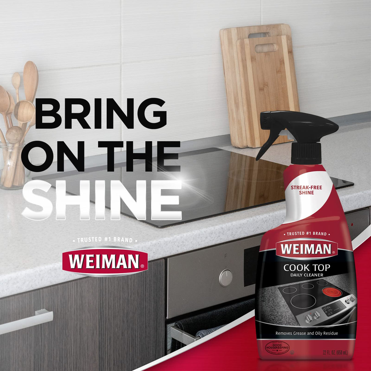 Weiman Daily Cooktop Cleaner with Microfiber Cloth Included for Glass Ceramic and Induction Cook Tops, 22oz Weiman