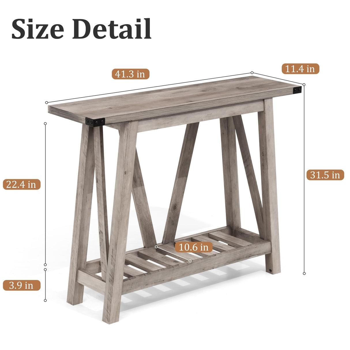 JOINHOM Farmhouse Console Table for Entryway - Wood Entryway Tables with Shelves, Sofa Table for Entryway, Living Room, Hallway, Gray JOINHOM