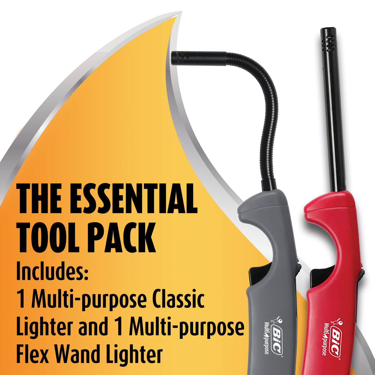 BIC Multi-Purpose Classic Edition Lighter & Flex Wand Lighter, 2-Pack (Colors May Vary) BIC