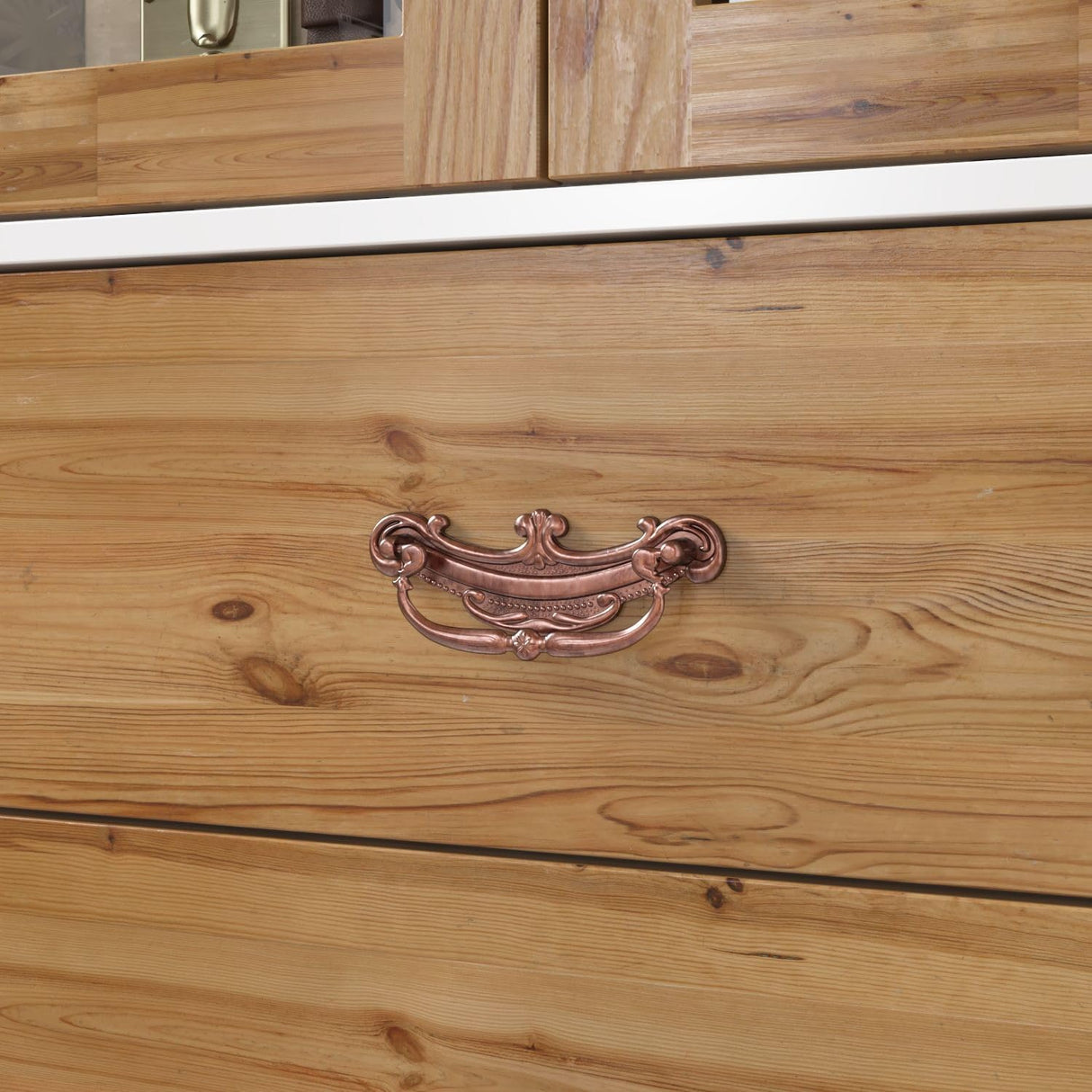 FAMAPY Farmhouse 4 Door Wardrobe with Glass Doors & Storage Cabinet, Armoire Wardrobe Closet with Hanging Rod & 3 Drawers, Art Decor Armoire Closet White and Oak (57.5”W x 20.3”D x 75.7”H) FAMAPY