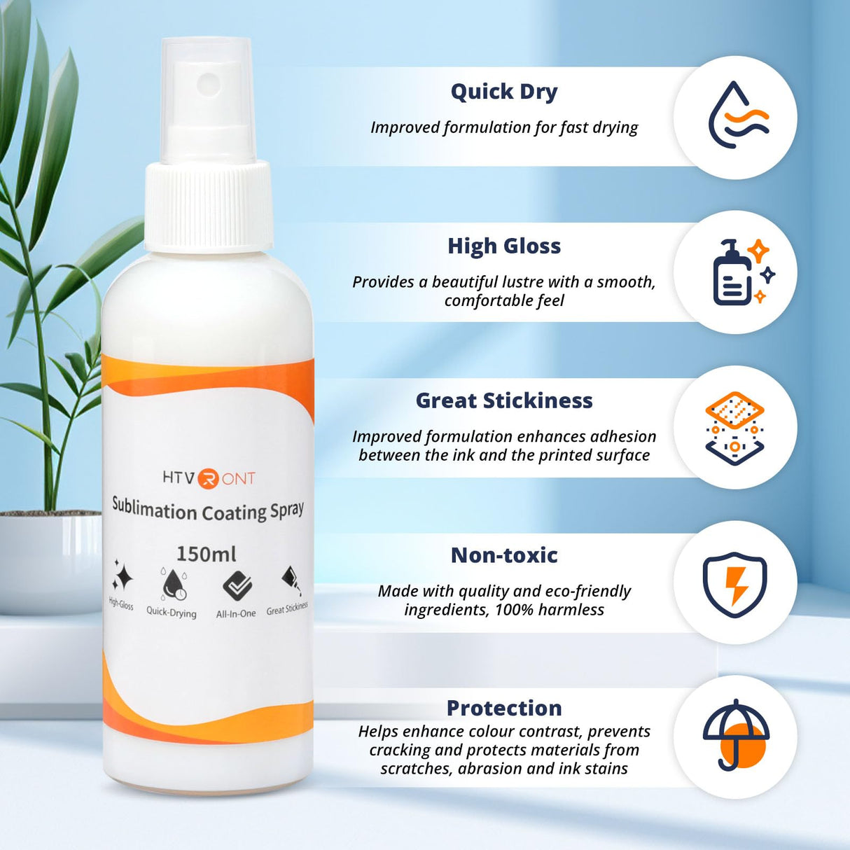 HTVRONT Sublimation Coating Spary for Cotton Shirts - Upgrade Version 150ml Sublimation Spray for All Fabric, Canvas, Pillow, Shirts, Carton, Sublimation Spray Quick Dry & High Gloss & Washable HTVRONT
