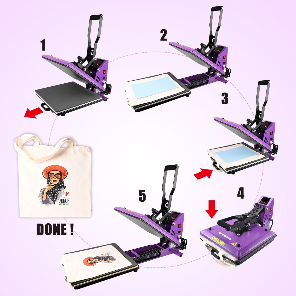 BetterSub Heat Press 15x15 inch Digital Heat Press Machine, Slide Out Drawer Tray Industrial Quality T-Shirt Heat Transfer Machine Purple Black BetterSub