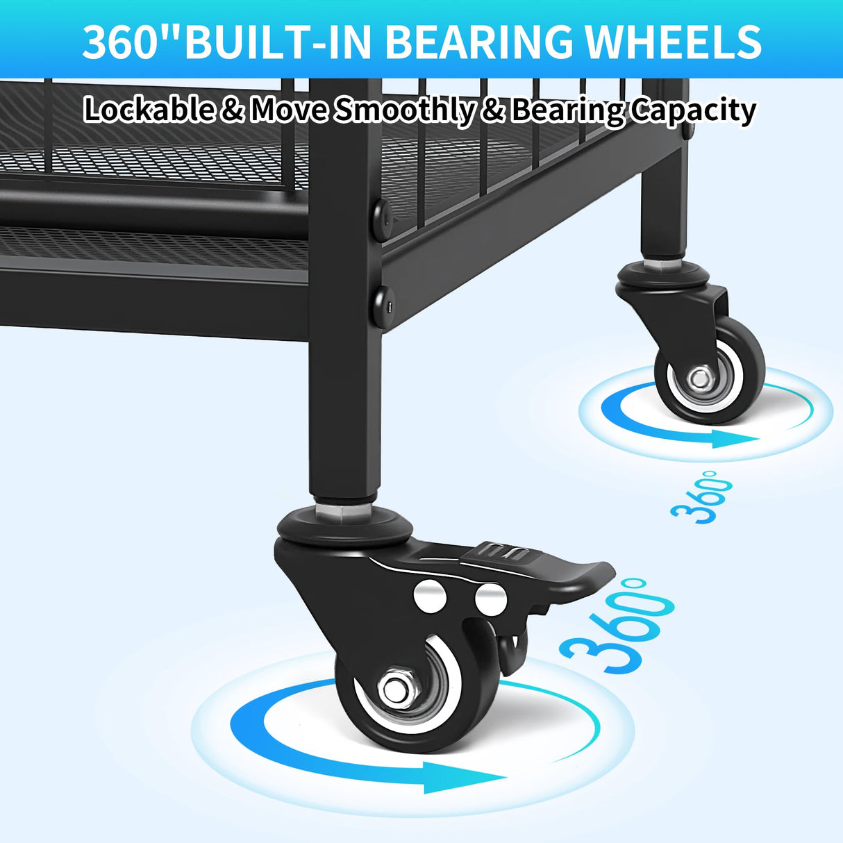 MUONM Sports Equipment Organizer,Garage Ball Storage Rack with Basketball Rack,Golf Bag Organizer Toy Sports Gear Storage with Hooks and Rolling Wheels Cart,Black MUONM