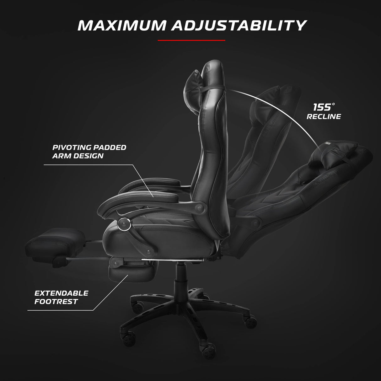 RESPAWN 110 Pro Gaming Chair - Gaming Chair with Footrest, Reclining Gaming Chair, Video Gaming Computer Desk Chair, Adjustable Desk Chair, Gaming Chairs For Adults With Headrest Pillow - Grey RESPAWN