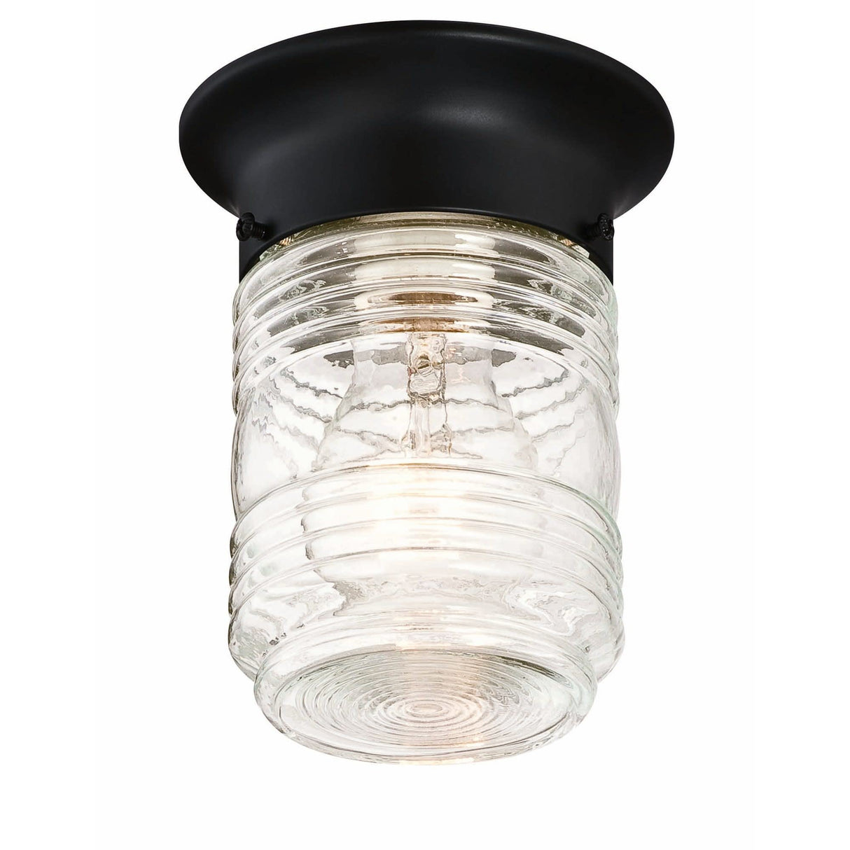 Design House 587220 Jelly Jar 1-Light Indoor/Outdoor Flush Mount Ceiling Light, Black Design House