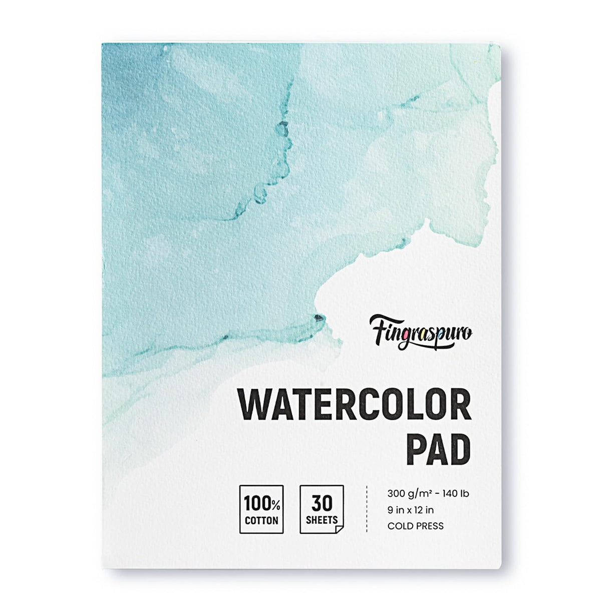 Fingraspuro Watercolor Paper Pad 9x12 Inch, 30 Sheets, 100% Cotton, Acid-Free, Cold Pressed, for Painting, Drawing, Art Journaling, Professional Artist Quality Fingraspuro