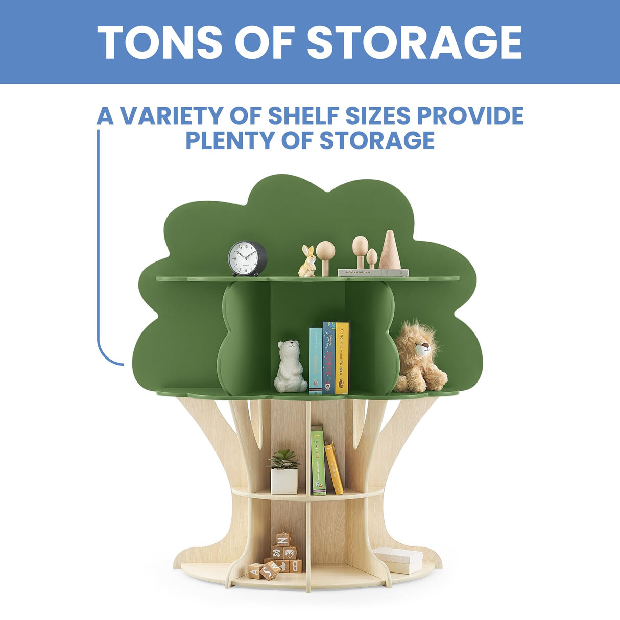 Delta Children Tree Bookcase - Greenguard Gold Certified, Fern Green/Crafted Natural Delta Children