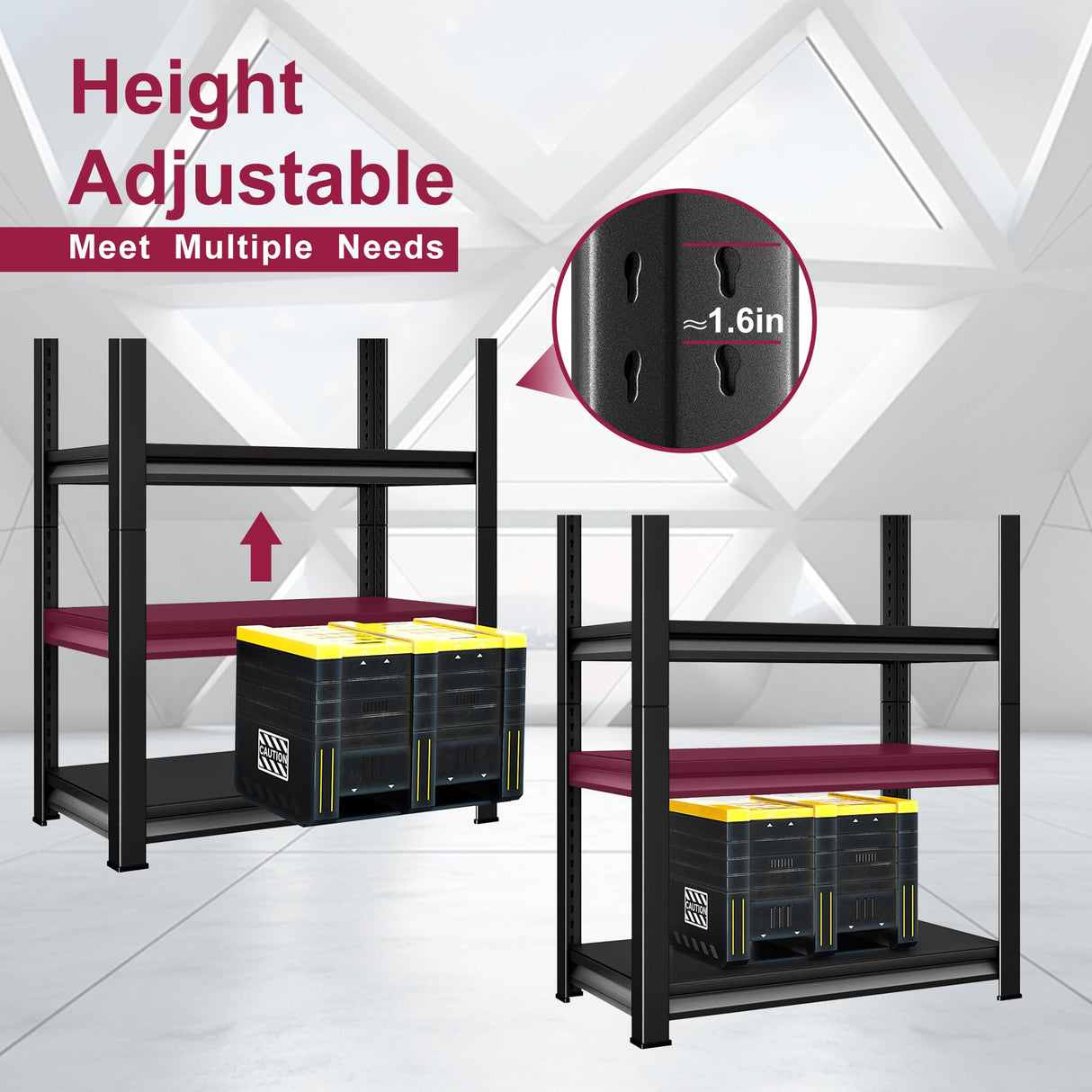 Huhaneon Garage Shelves Heavy Duty - 36''W 1,480Lbs Metal Adjustable Storage Shelving Rack Units for Warehouse Basement Pantry Kitchen 36" W x 16" D x 66" H 4 Tier Black Huhaneon