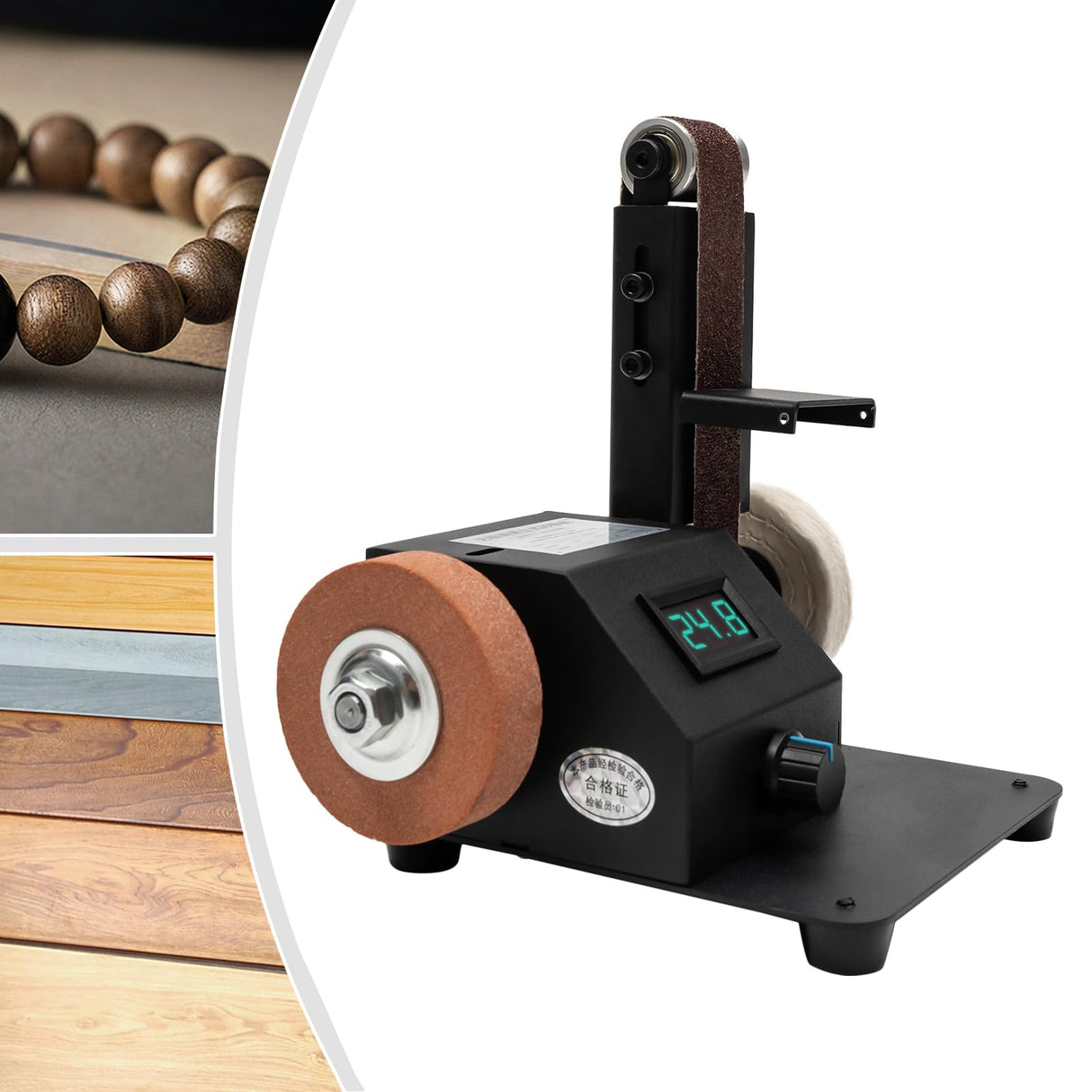 YIYIBYUS Mini Electric Belt Sander Polishing Grinding Knife DIY Sharpener Machine Sharpener w/Belts Adjustable Speed Table Top Grinder Polisher for DIY Wood Sanding Tool Metal Knife Leather YIYIBYUS