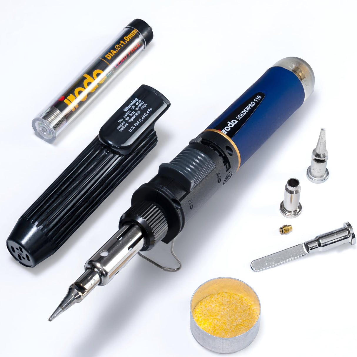 IRODA SOLDERPRO 110K Cordless Butane Soldering Iron Kit - 4-in-1 Portable Soldering Iron, Mini Torch, Heat Gun, Precision Heat Blower, 30-125W Adjustable, 100+ Min Runtime Iroda