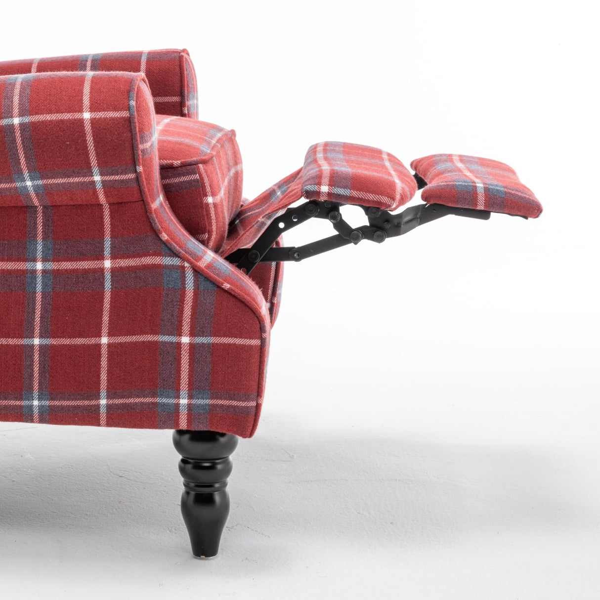 PATIOPTION Upholstered Wingback Recliner Chair, Plaid Recliner Chair Armchair Adjustable Footrest Push Back Reclining Sofa, Mid-Century Modern Lounge Armchair for Living Room, Bedroom, Reading - Red PATIOPTION