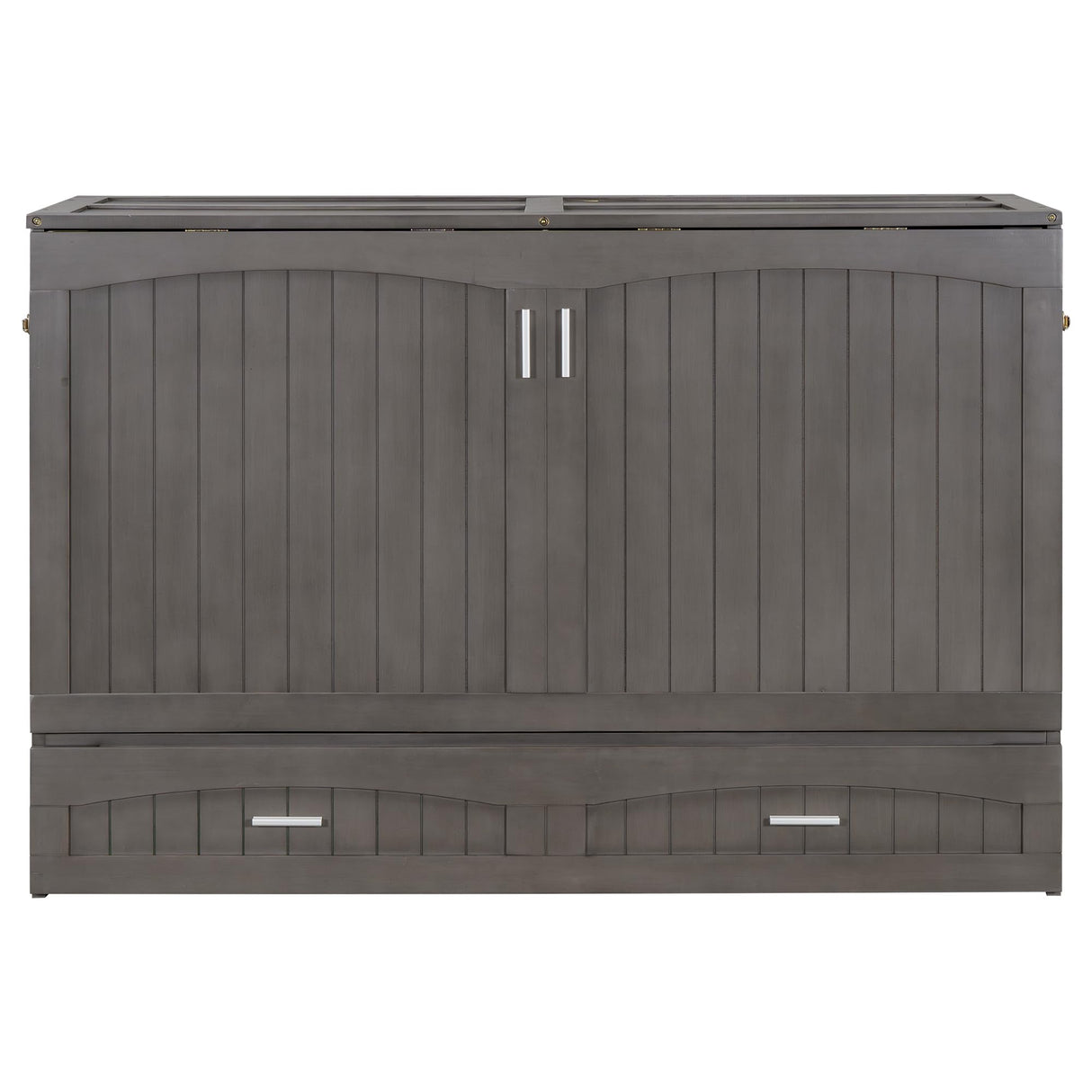 Harper & Bright Designs Murphy Bed Queen Cabinet Built-in USB Charging Station and Large Storage Drawer, Hidden Guest Cube Chest Beds for Bedroom/Living Room/Apartment Gray Harper & Bright Designs