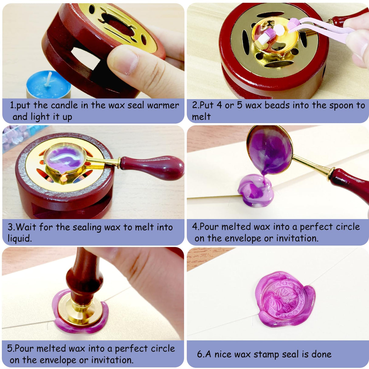 Wax Seal Kit, 24 Colors Sealing Beads, 2 Pcs Stamp,Sealing Wax Warmer, Metallic Pen, Envelope,Dried Flower,Candles for Wedding Birthday Gift and DIY Craft Xitalia