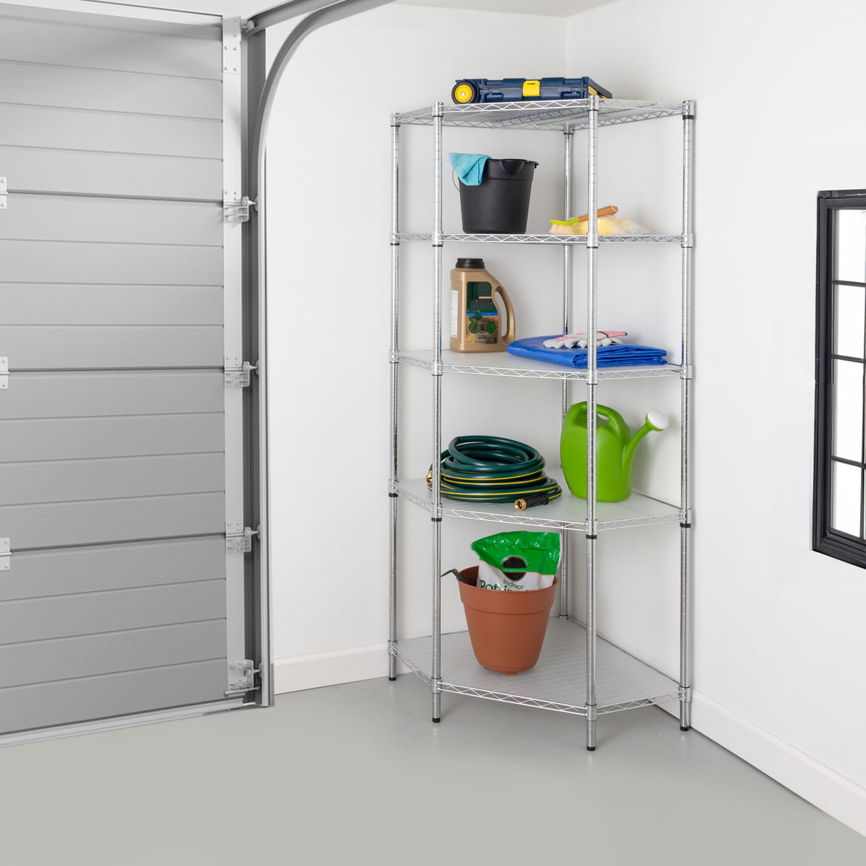 Honey-Can-Do 5-Tier Corner Shelf 72H x 27D x 27W Honey-Can-Do