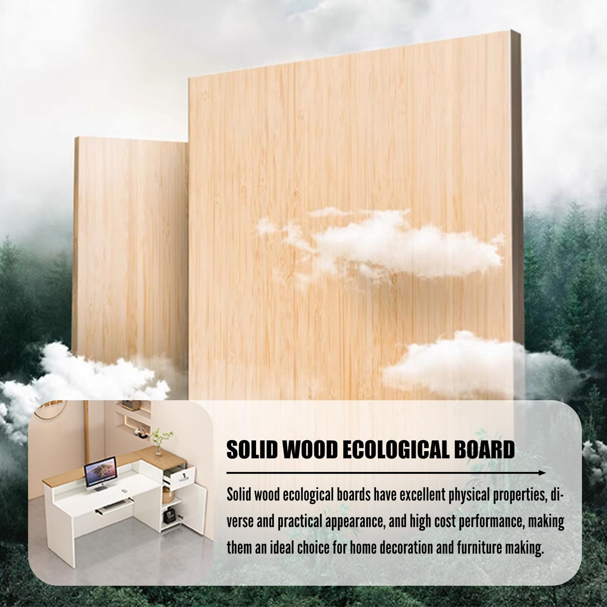 Reception Desk with Counter Modern, 35.4-118.1'', Solid Wood Ecological Board, Large Storage Space,Lockable Storage Drawers, for Salons, Offices, Lobbies, Retail Stores and Home Offices EQWZUPD