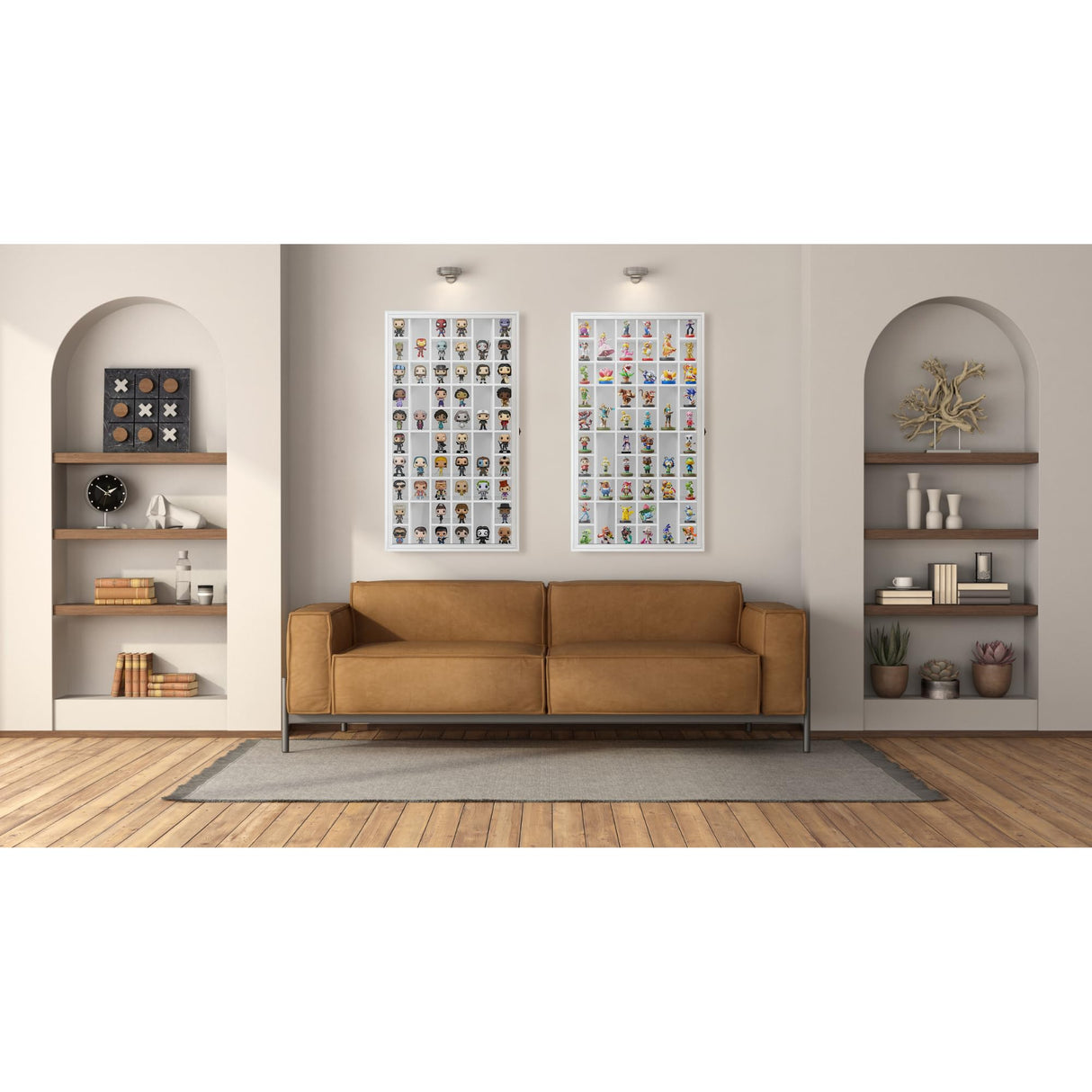 ILOT Shot Glass Display Cabinet Solid Wood - Large Display Case for Collectibles | Man Cave Accessories | UV Protection Acrylic Door | Wall Mounted ILOT