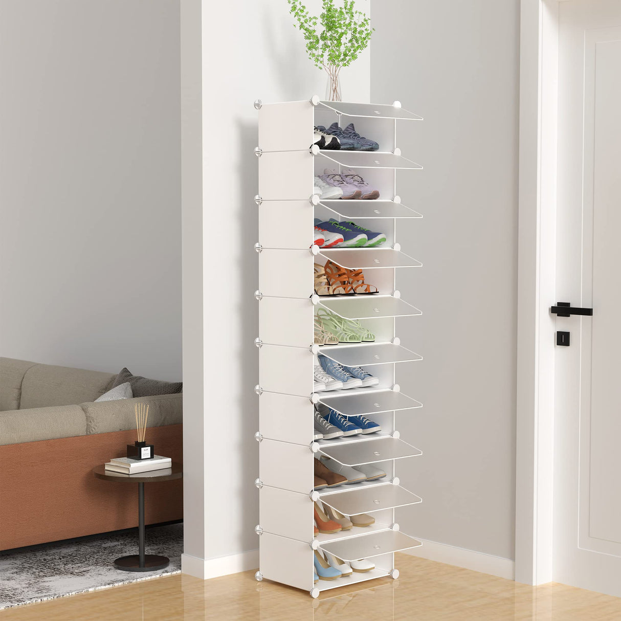 HOMIDEC Shoe Storage, 10-Tier Shoe Rack Organizer for Closet 20 Pair Narrow Shoes Shelf Cabinet for Entryway, Bedroom and Hallway HOMIDEC