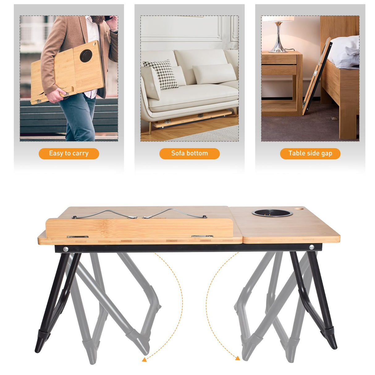 wishacc Book Stand for Reading in Bed, Bamboo Laptop Stand Adjustable Book Holder Tray with Page Paper Clips Multi Angles Adjustable Cooking Bookstands for Textbook Recipe Magazine Tablet Portable wishacc